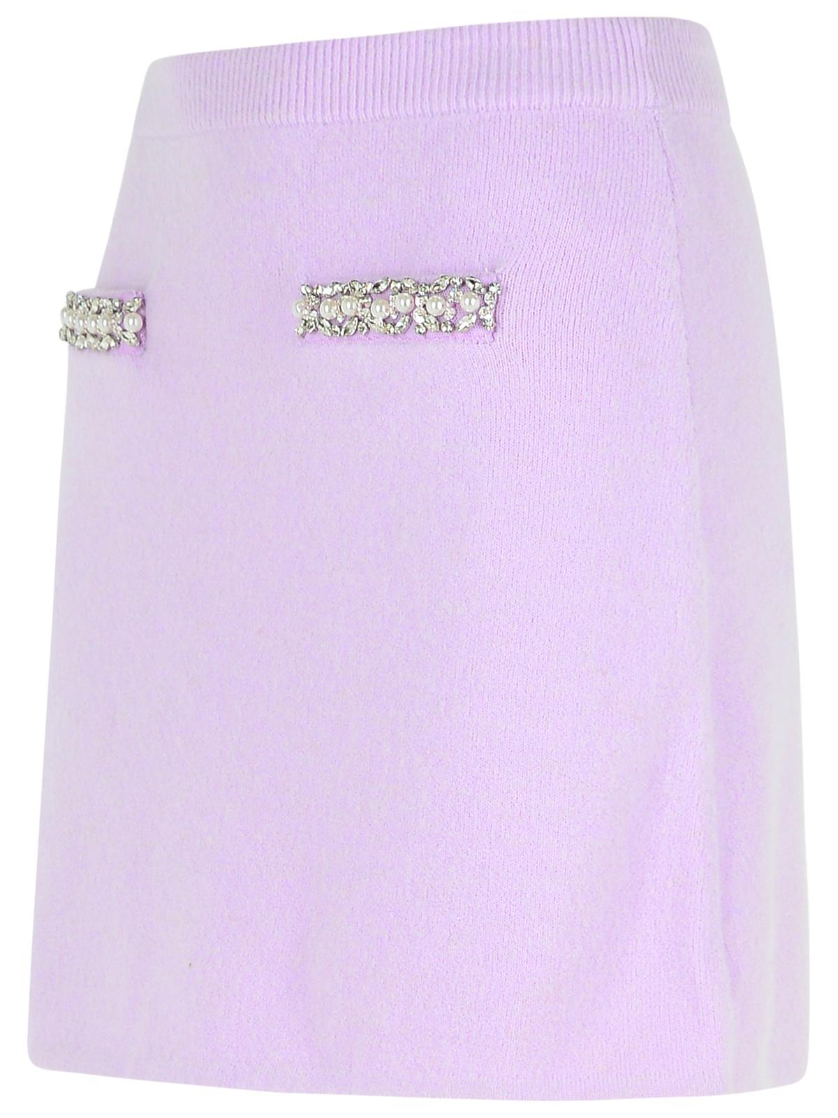 Self Portrait 'Crystal' Skirt In Lilac Viscose Blend Women