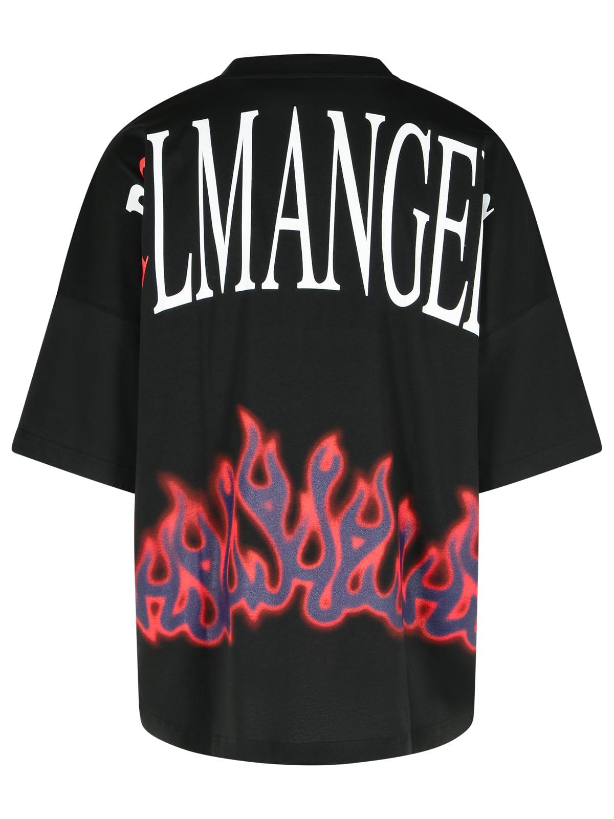 Palm Angels 'Flames' Black Cotton T-Shirt Men