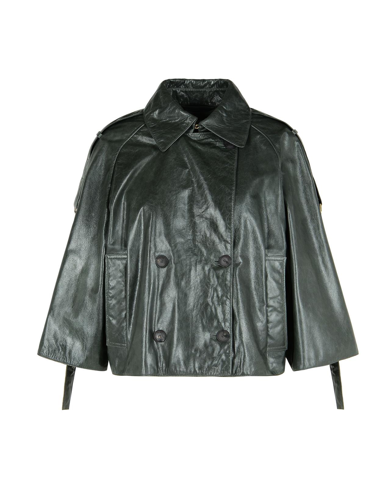 Max Mara 'Tenace' Grey Leather Jacket Women