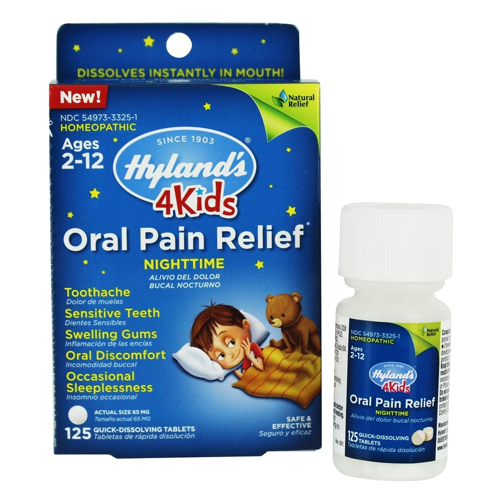 Hyland's 4 Kids Nighttime Oral Pain Relief Tablets, 125 Tablets