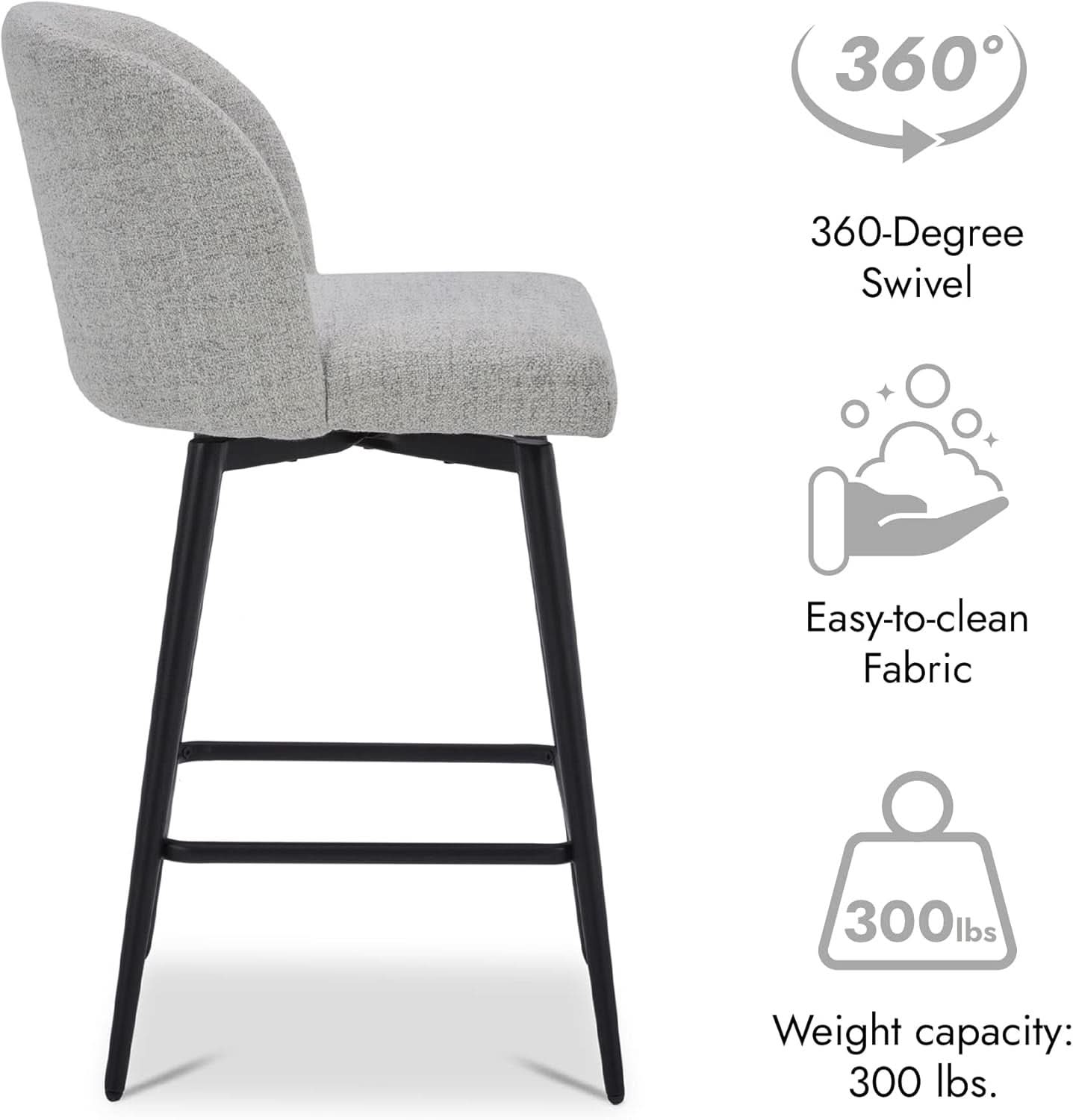 Counter Height Bar Stools Set of 3 26 Inch Seats 360 Swivel