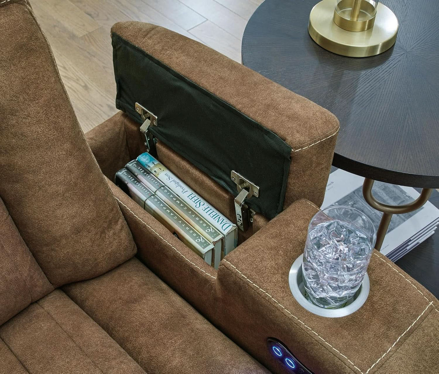 Wolfridge Dark Brown Power Recliner With USB Ports