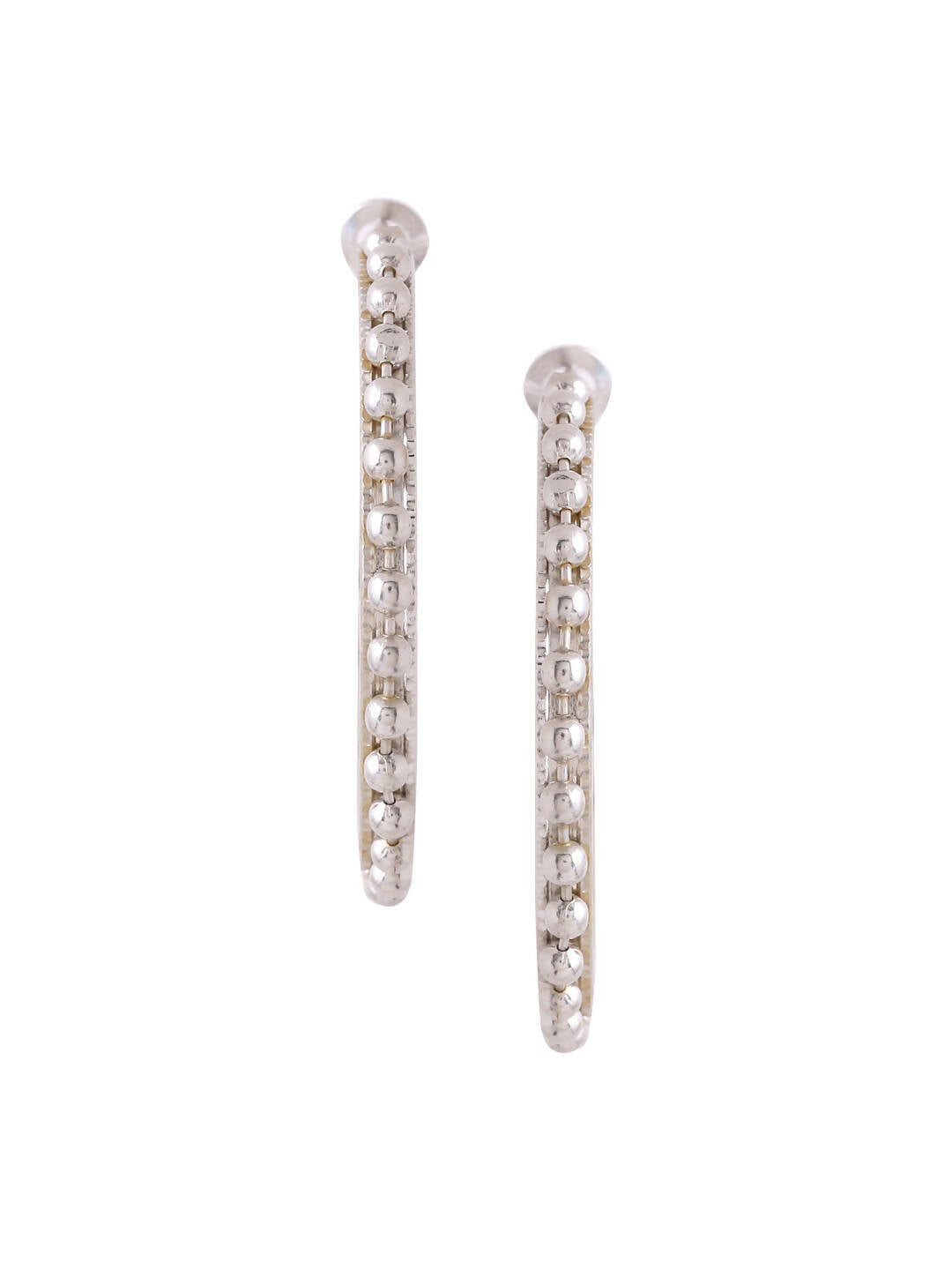 NVR Women Silver Toned Beaded Circular Earrings