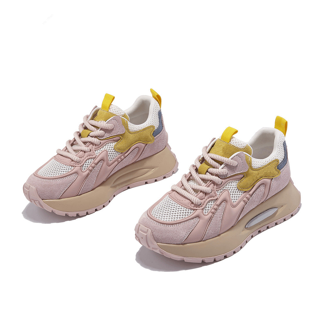 Luxury Sneakers Women Thick Bottom Round Toe Breathing Chunky Platform Sneakers
