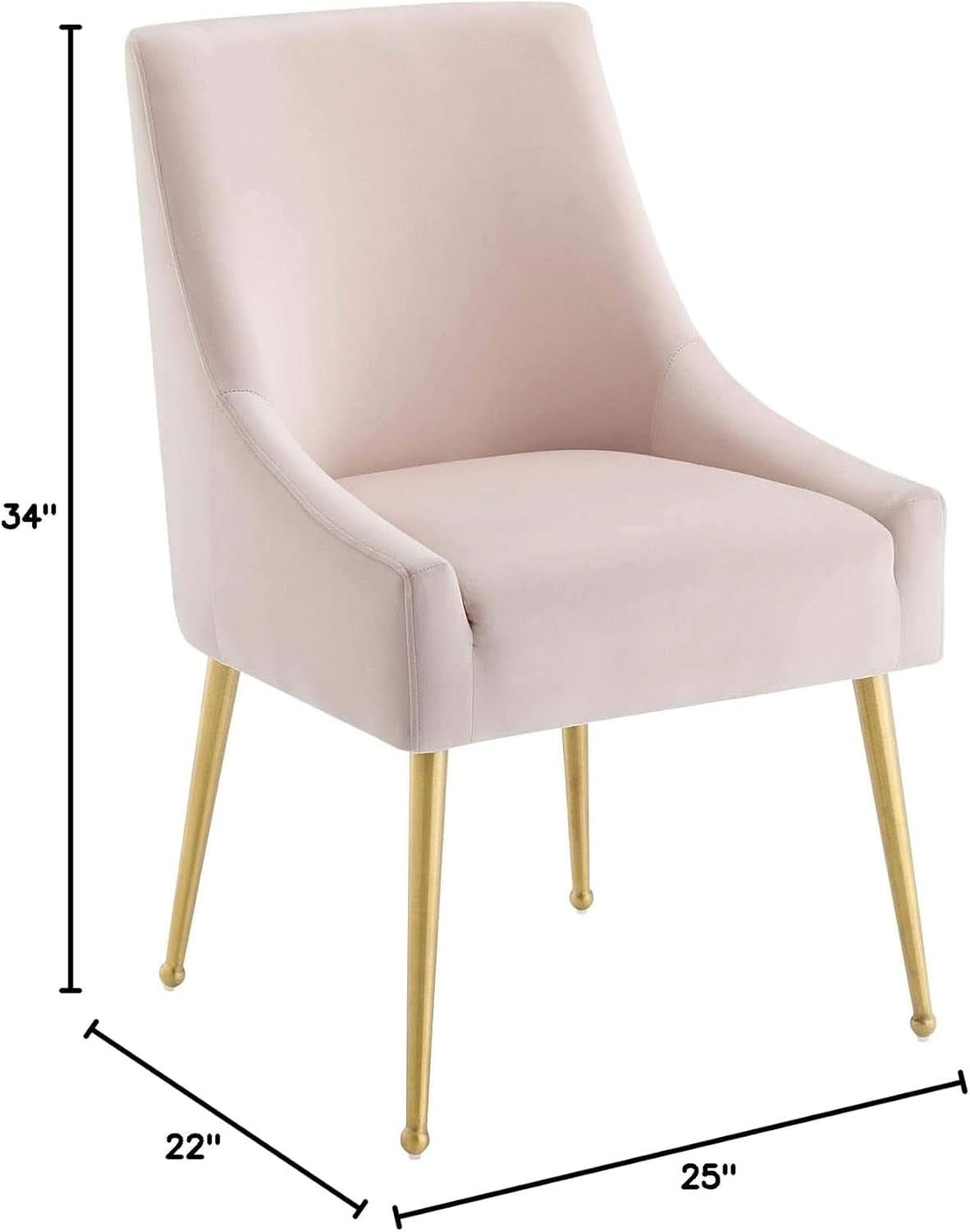 Pink Velvet Dining Chair With Gold Accents For Dining Room