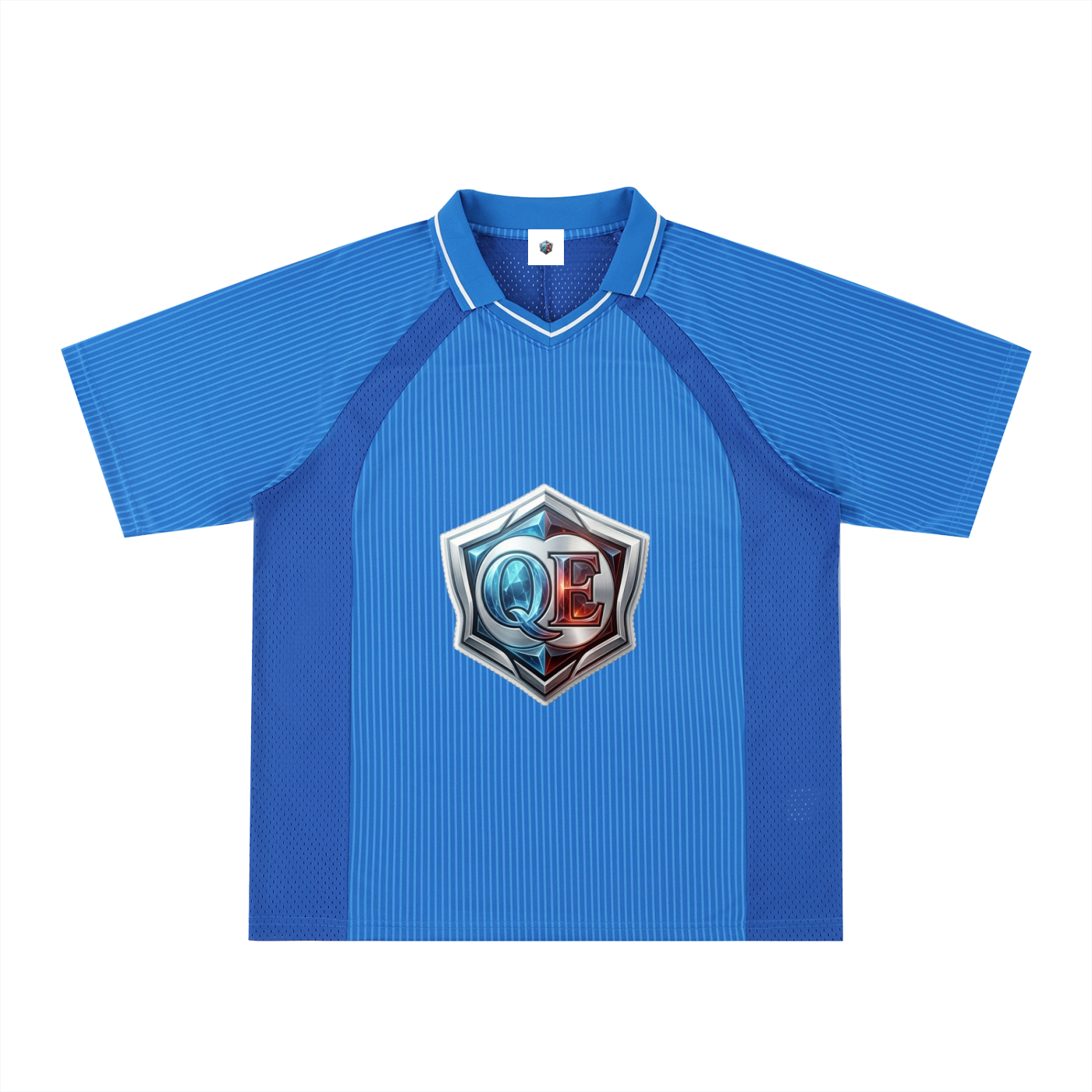 QE Shield Striped V-Neck Soccer Jersey