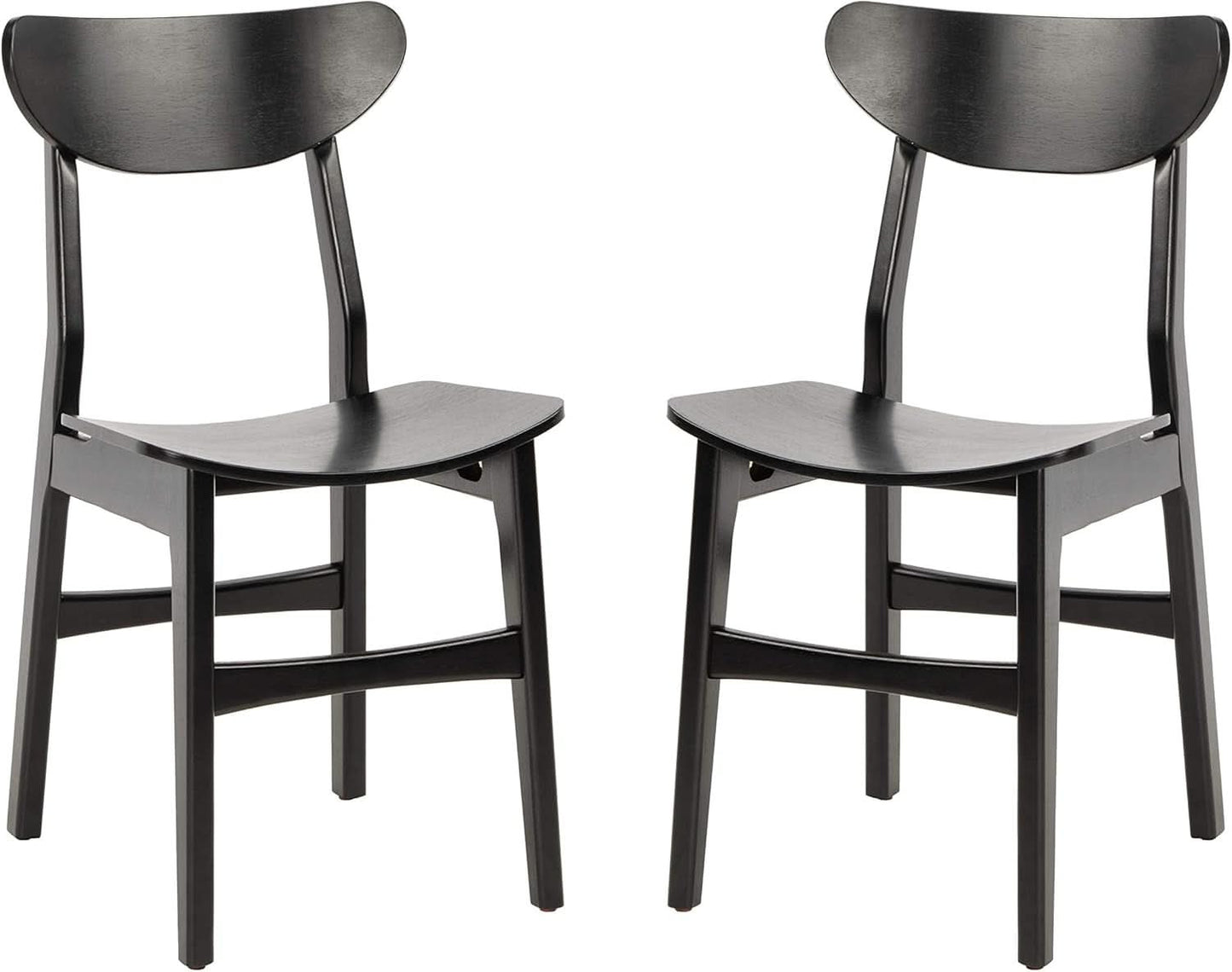 Retro Black Wood Dining Chair Set Of 2 For Home Dining