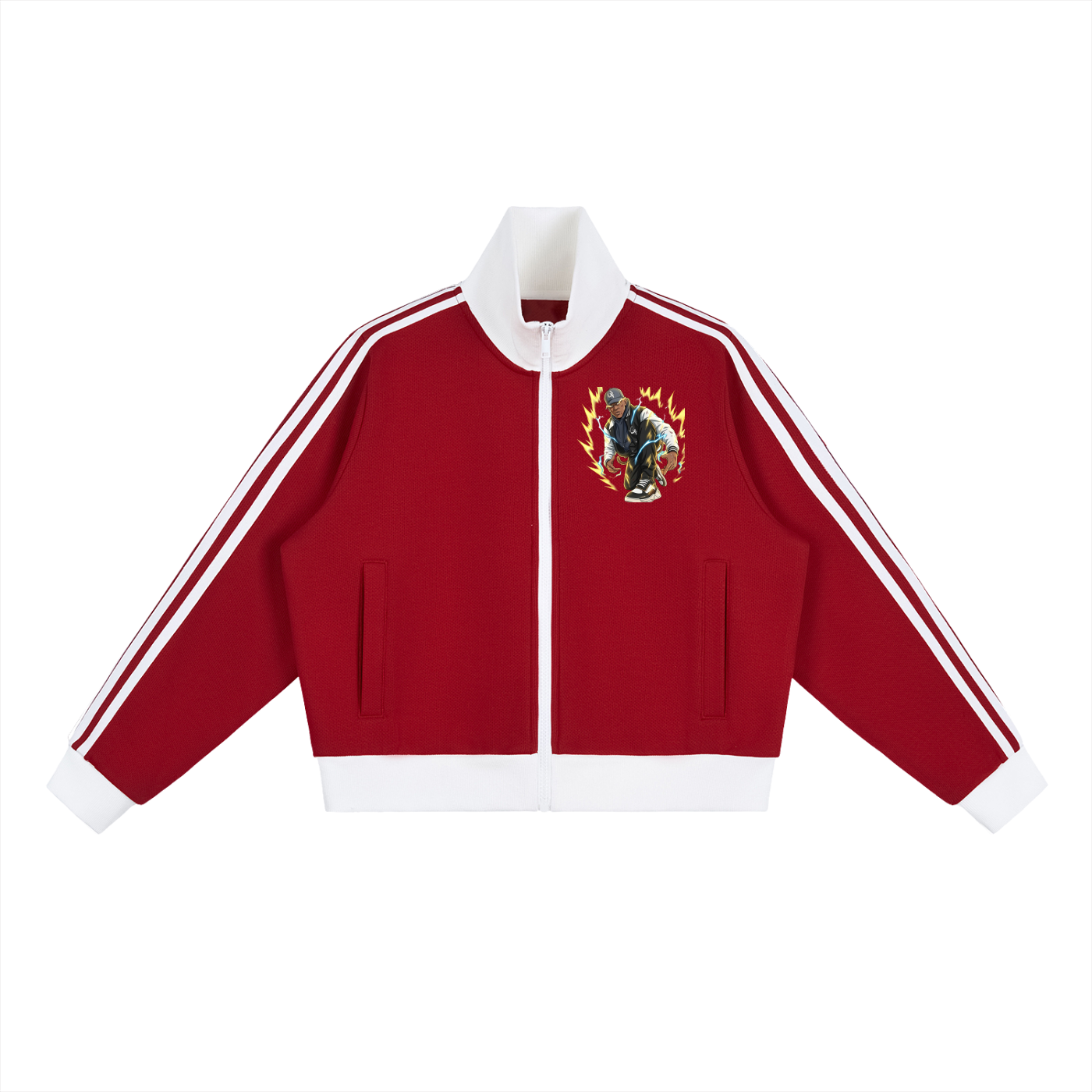 Equan Fury  Side Stripe Fleece Cropped Track Jacket