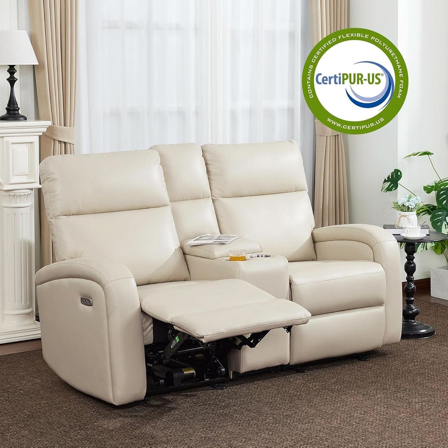 65.7-Inch Zero Wall Recliner Loveseat With Console
