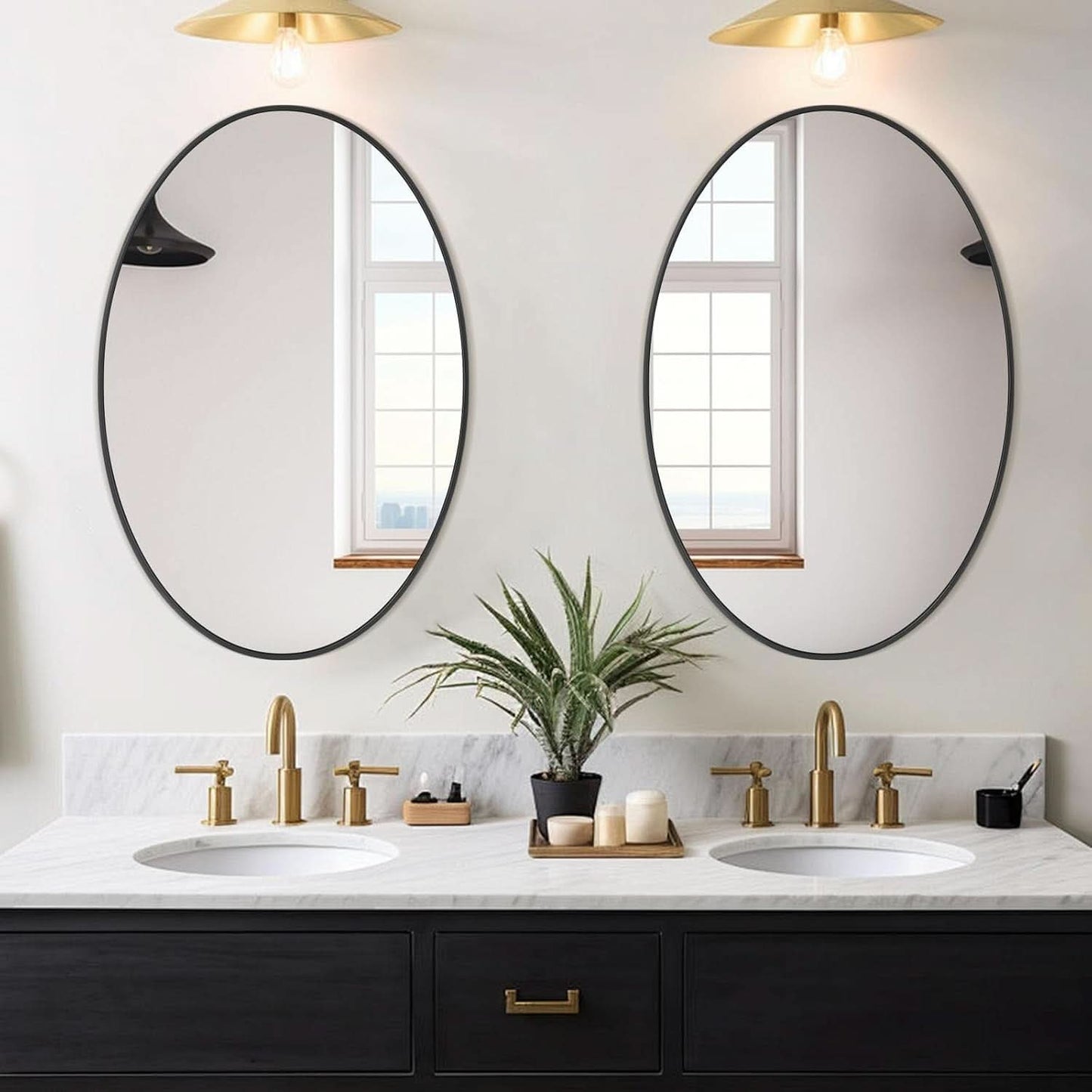 Oval Mirror 20x30 Black Bathroom Vanity Wall Mount