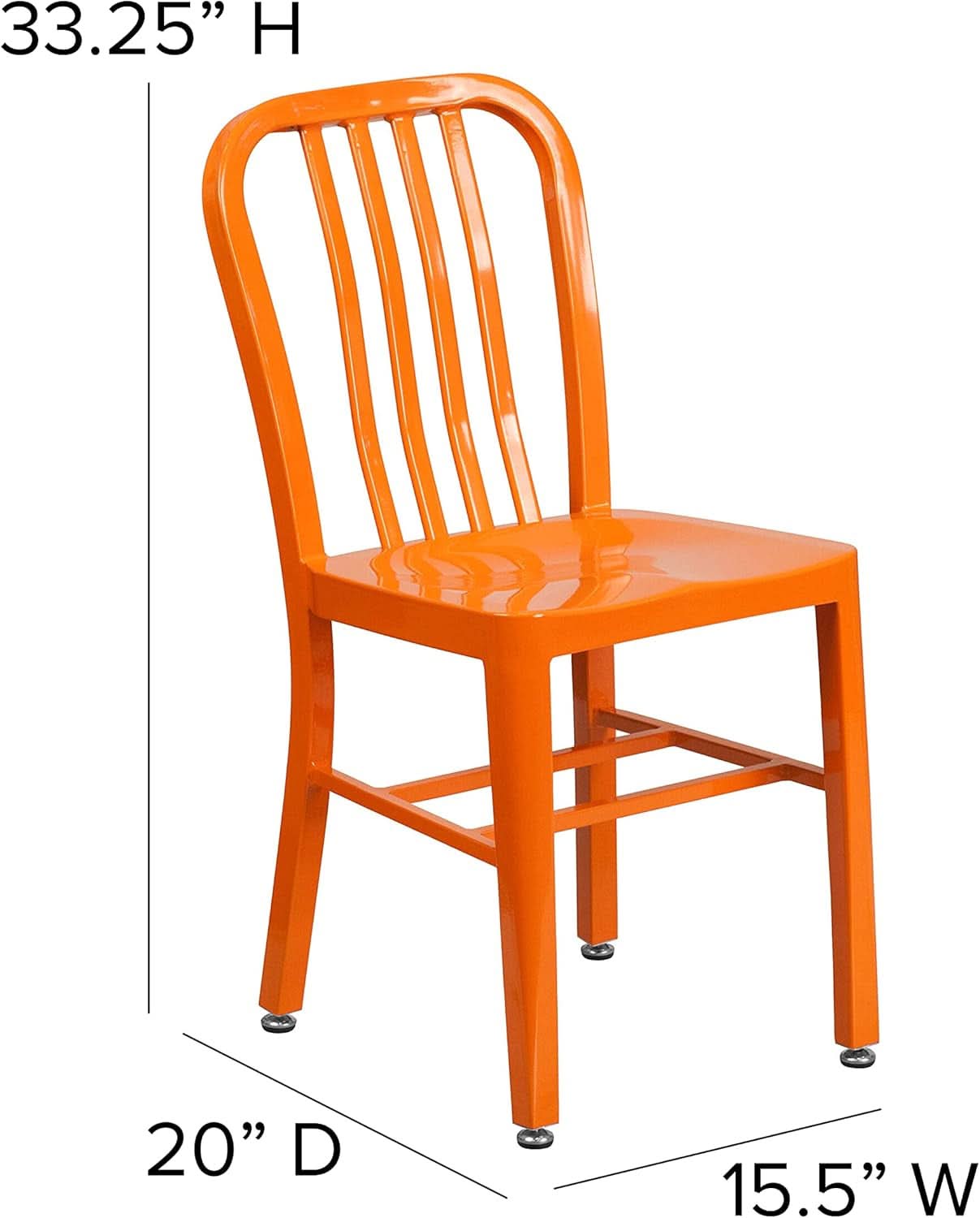 Orange Metal Indoor Outdoor Chair 2 Pack Commercial Grade