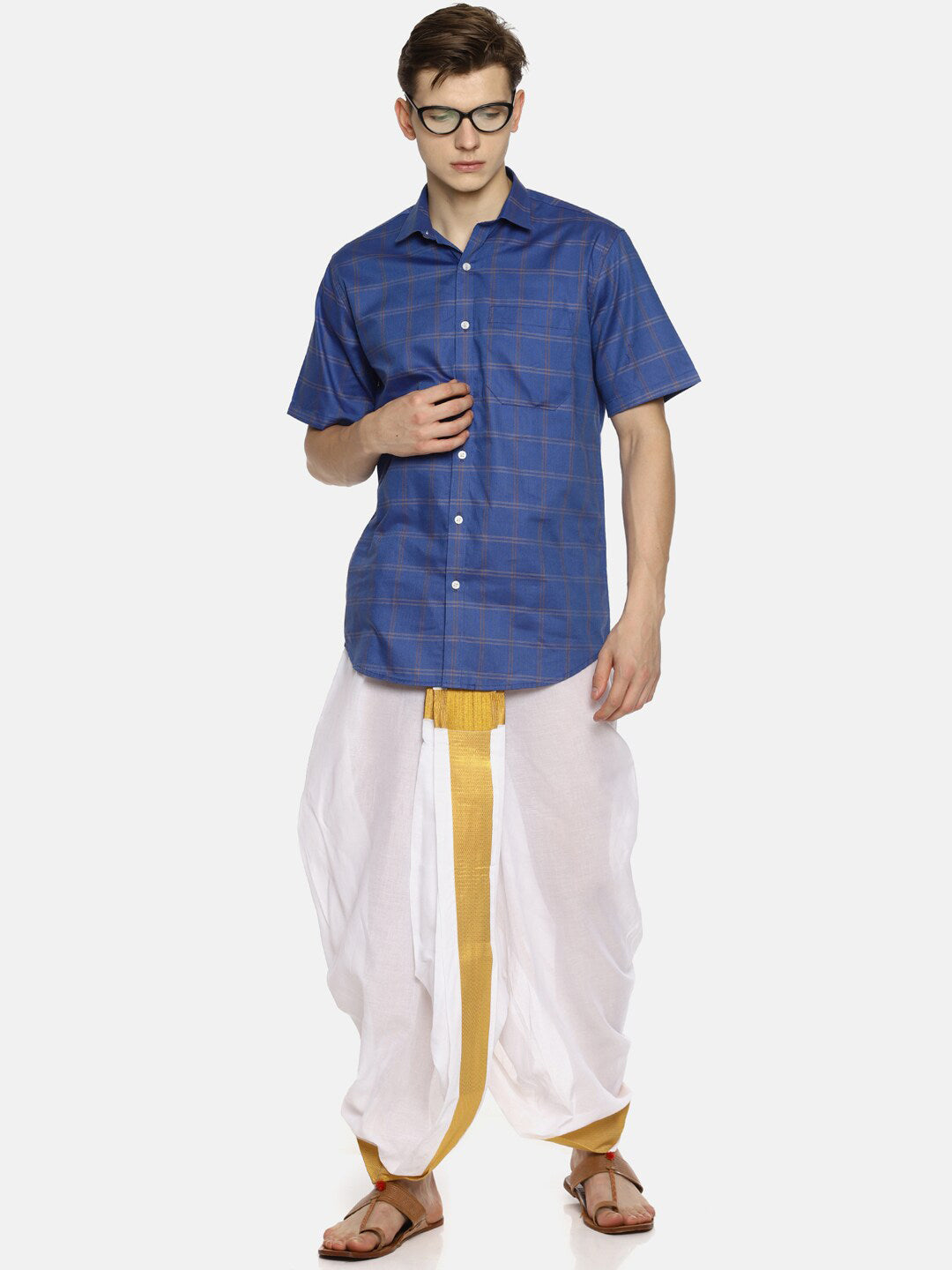 Sethukrishna Men Pack Of 2 White Solid Cotton Readymade Dhoti Pants
