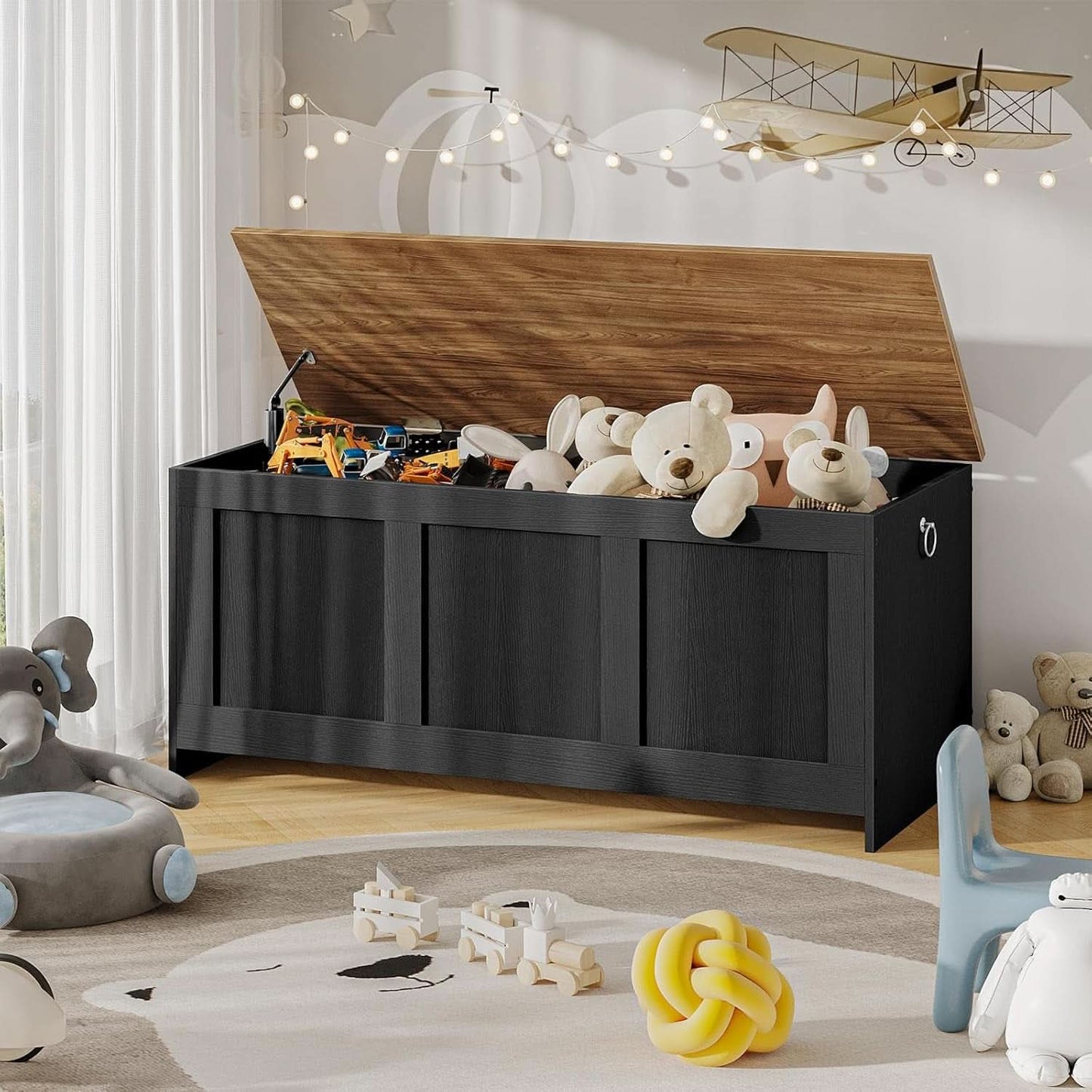39.3Inch Walnut Storage Bench Featuring Extra Lift