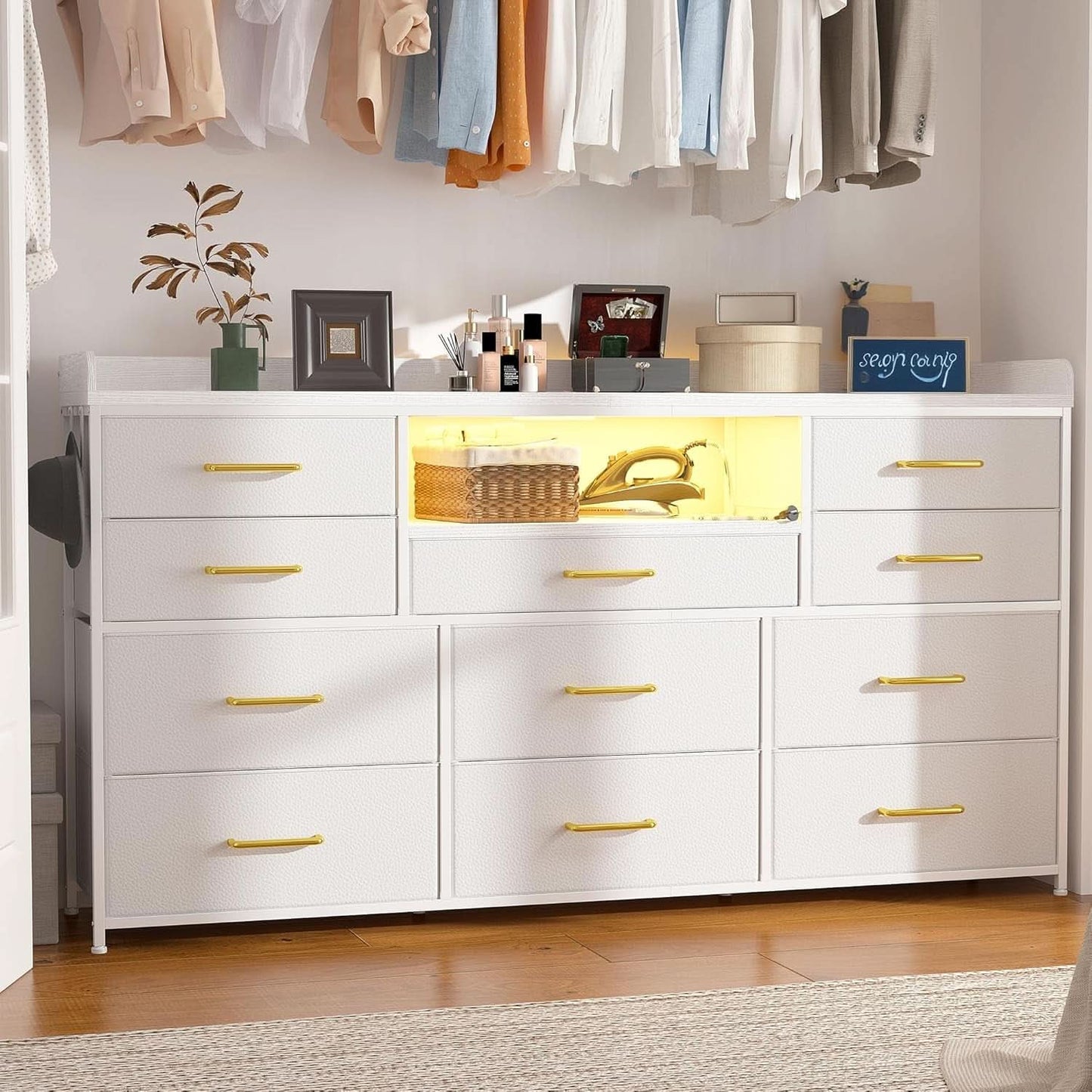 Bedroom Dresser With 11 Drawers And 60 Inch TV Stand White