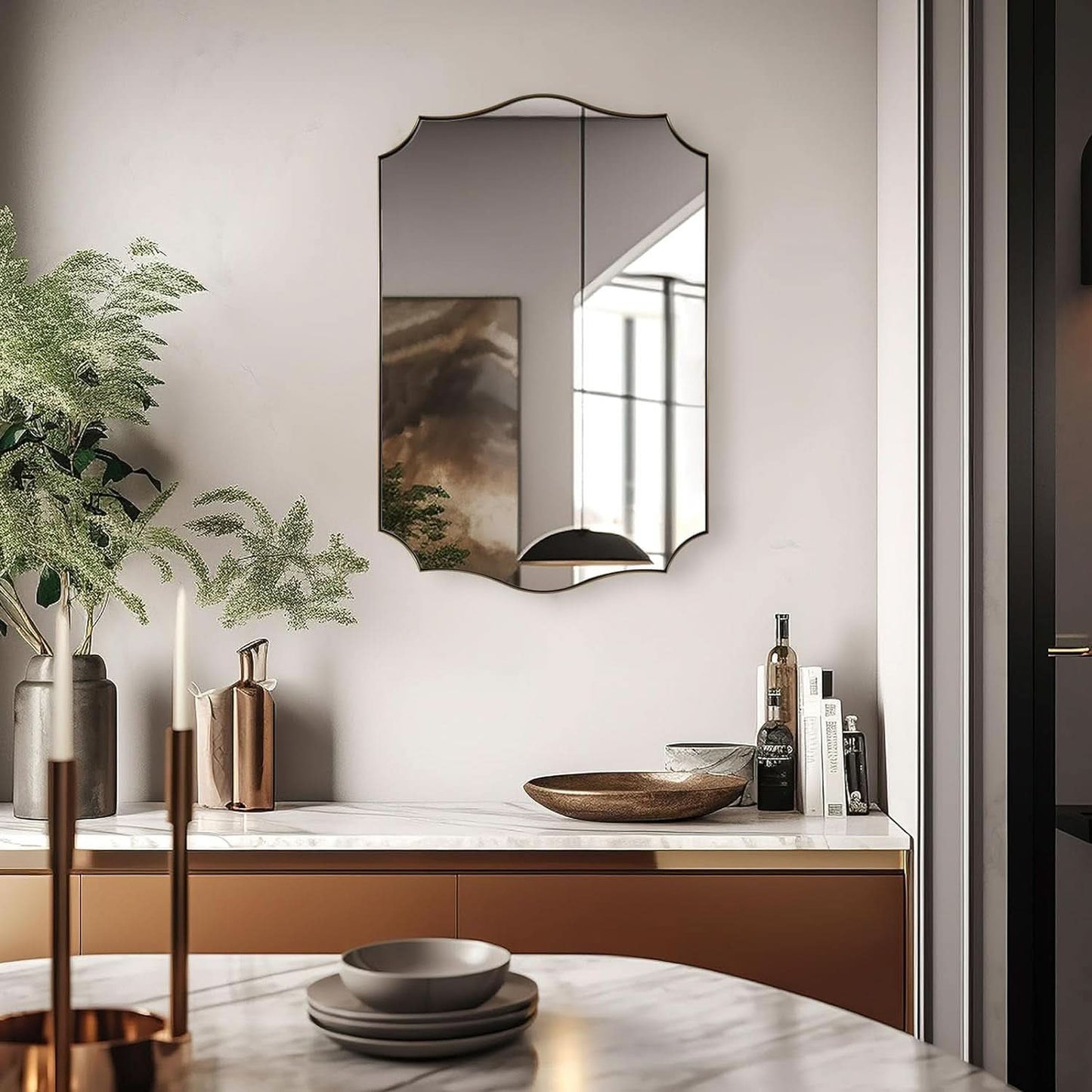 Stainless Steel Wall Mount Vanity Mirror 22x30 Asymmetrical Frame
