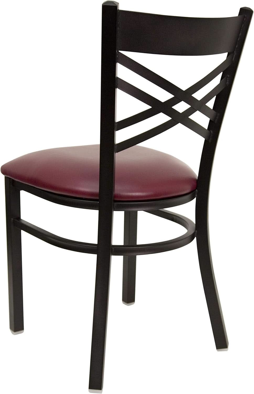 Set of 2 Hercules Burgundy Vinyl XBack Metal Dining Chairs for Restaurants Durable Steel Frame