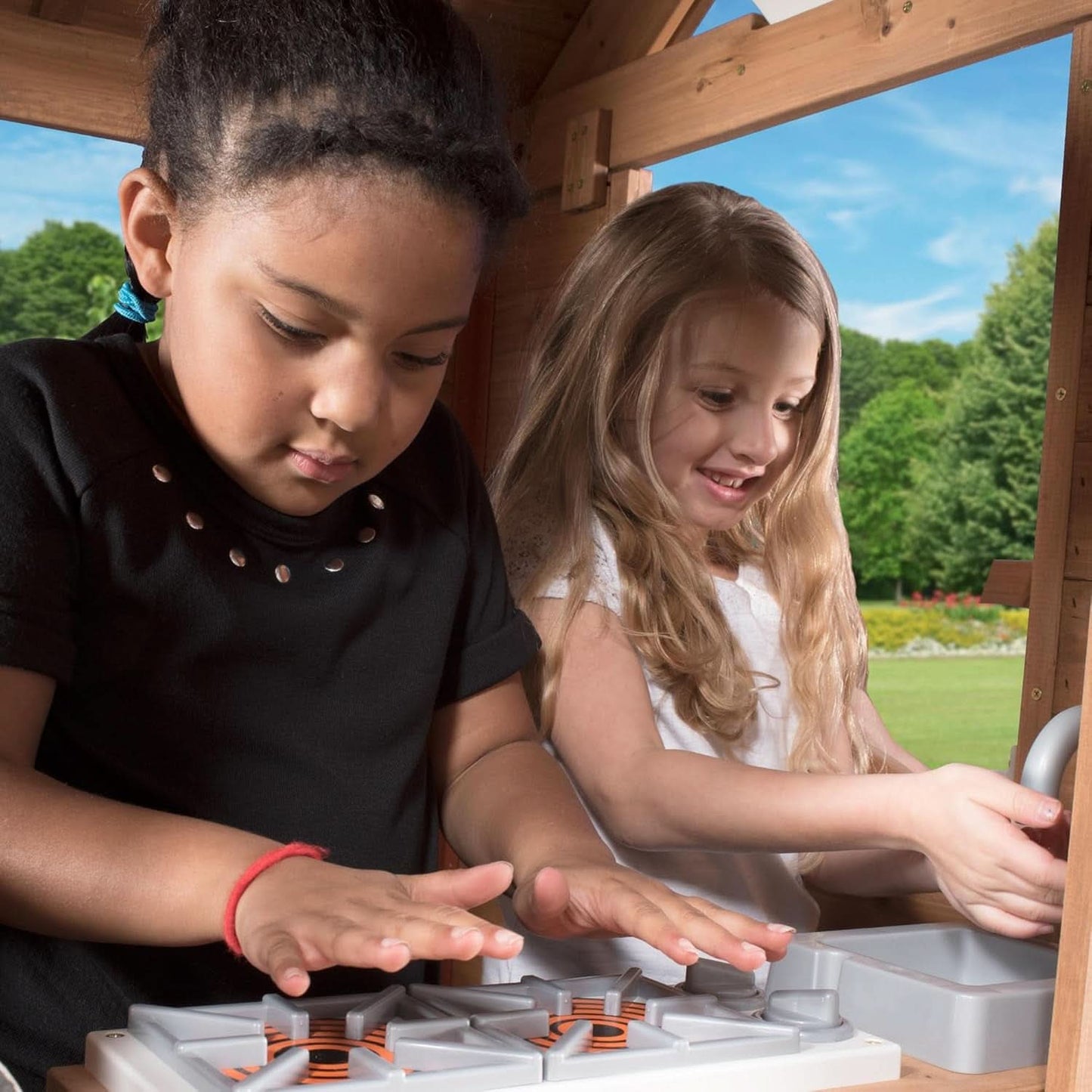 Premium Outdoor Cedar Playhouse With Integrated Kitchen