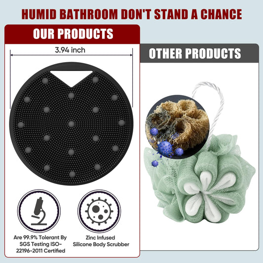 Canroom Silicone Body Scrubber Anti Zinc Infused Exfoliating Black