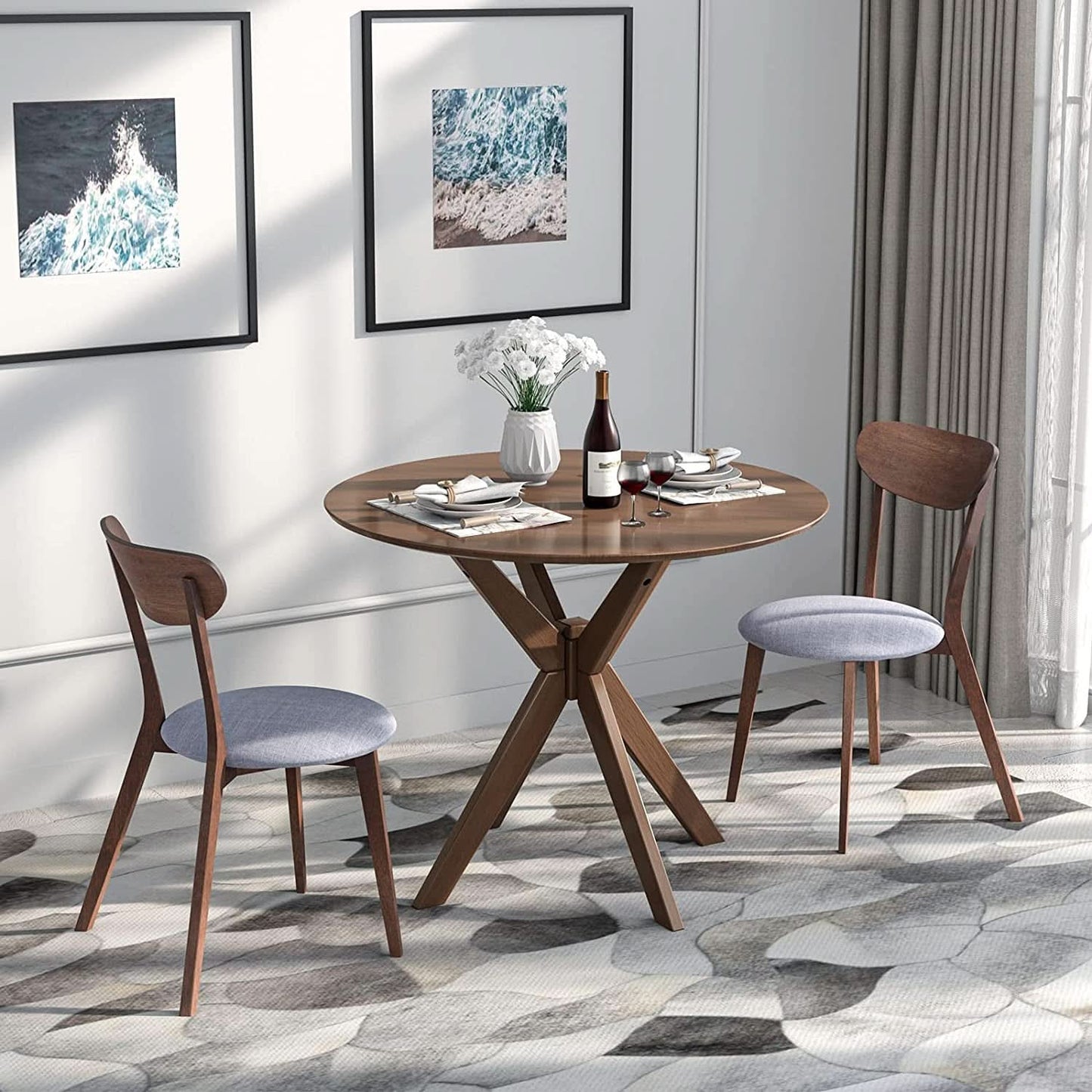 Round Dining Table Set 36 Inch With Cushioned Chairs