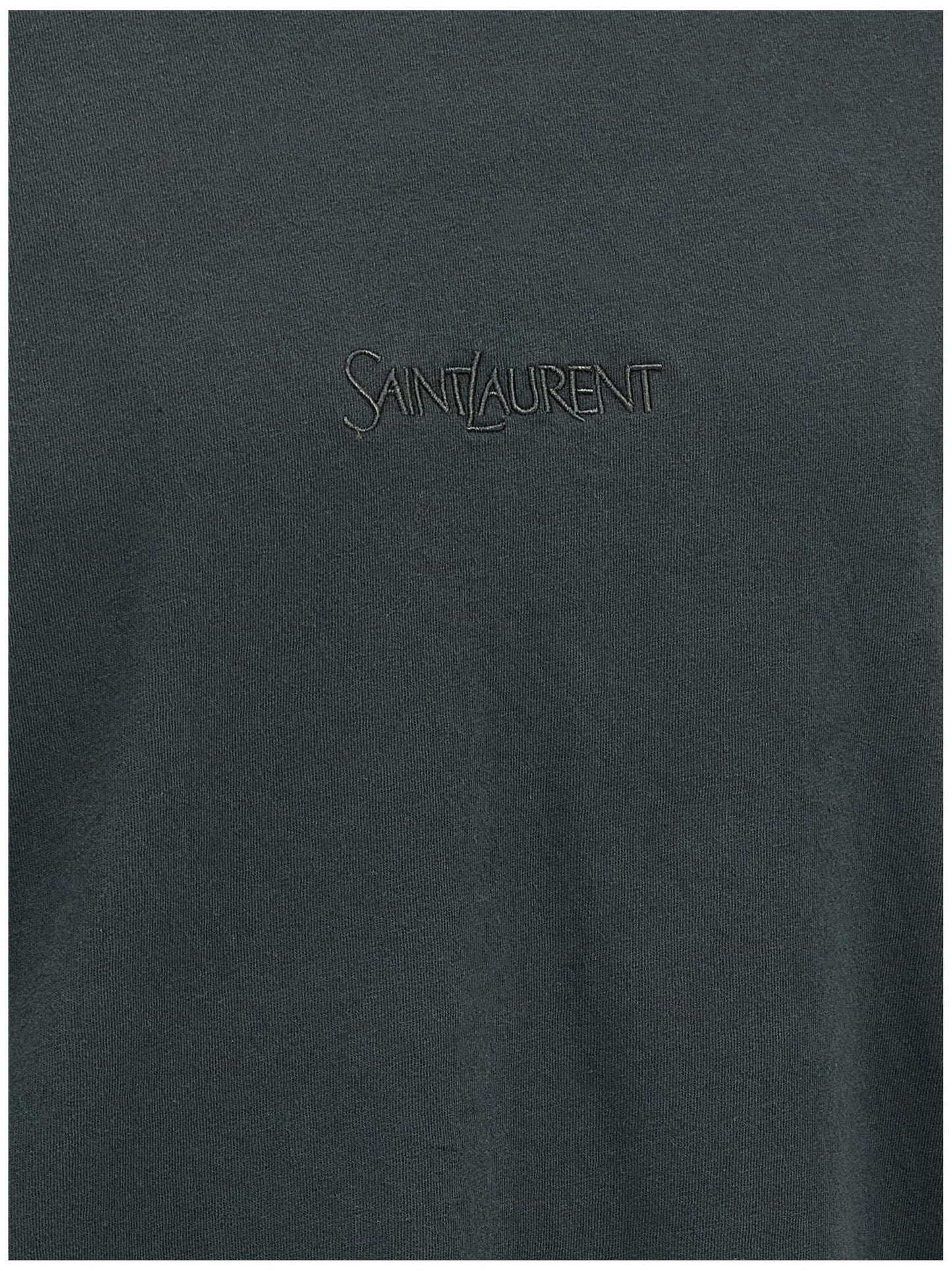 Saint Laurent Men Logo Embroidery T-Shirt