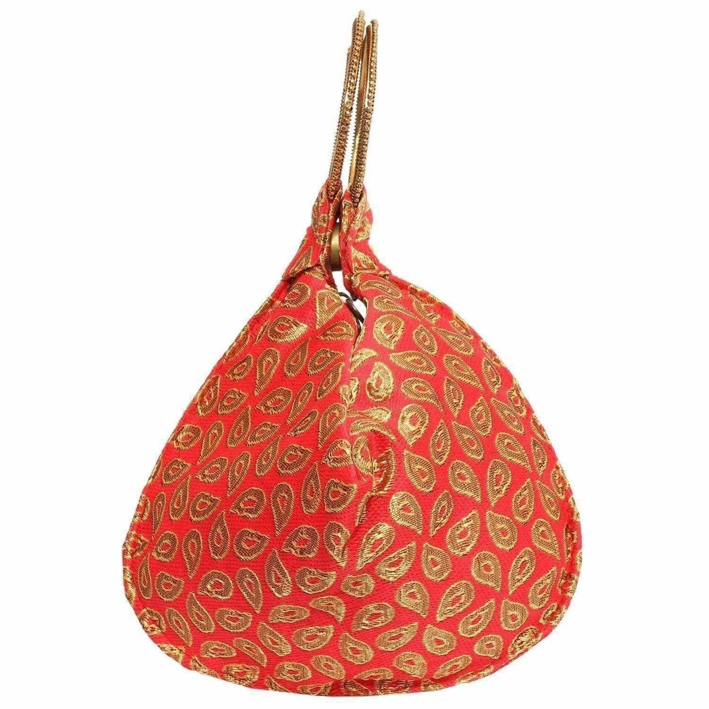 Ethnic Clutch Silk Potli Batwa Pouch Bag with Metal Bead work