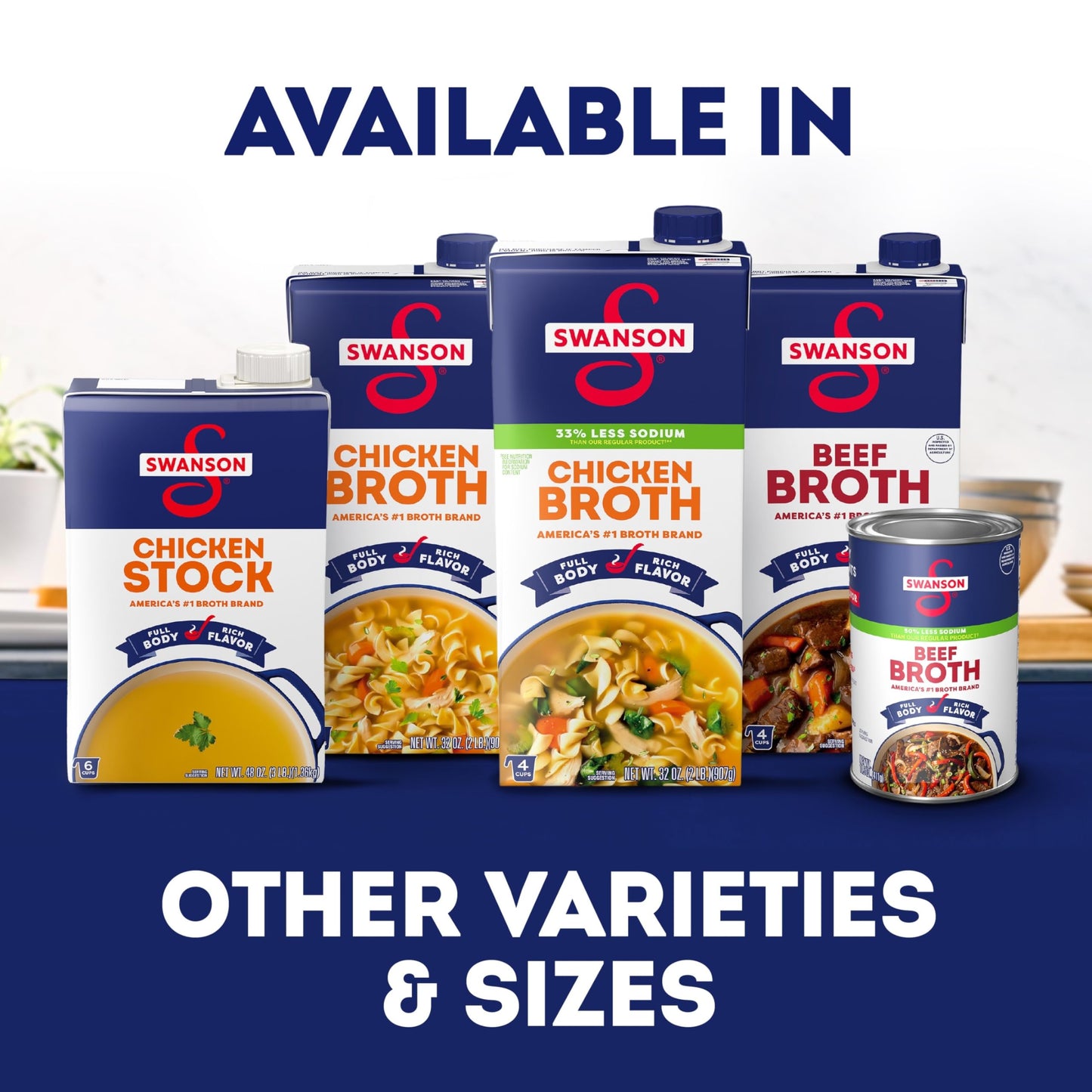 SWANSON Unsalted Chicken Broth 32 oz Carton Gluten Free 2 lbs