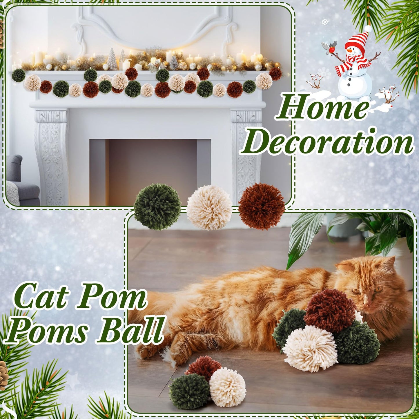 Hahafelt 60 Pcs Yarn Pom Poms 2.5'' Bright Colorful Bulk Crafts