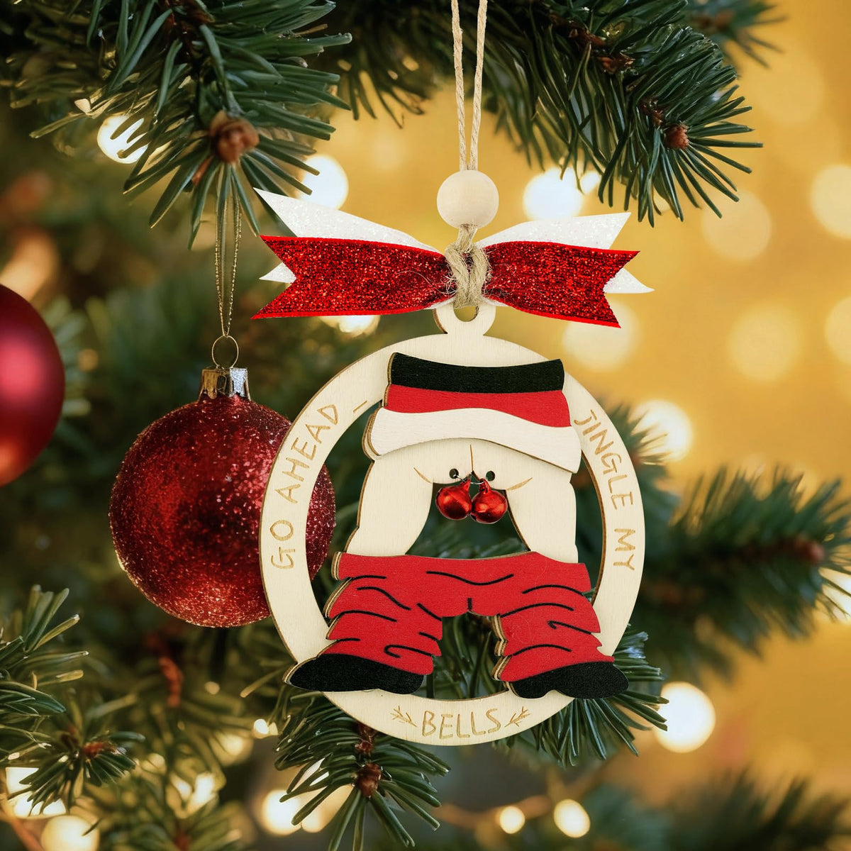 Shzbtdo Naughty Wooden Christmas Tree Ornament 2025 Multi Color Standard Size