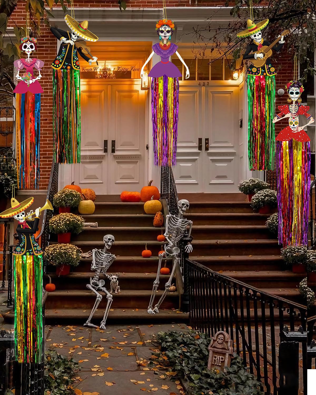 Aovaely 6 PCS Day of The Dead Sugar Skull Hanging Decorations C-Girl Group