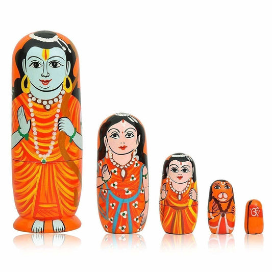 Indian doll - Kids Handmade Hand Painted Cute Wooden Indian Women Nesting Dolls
