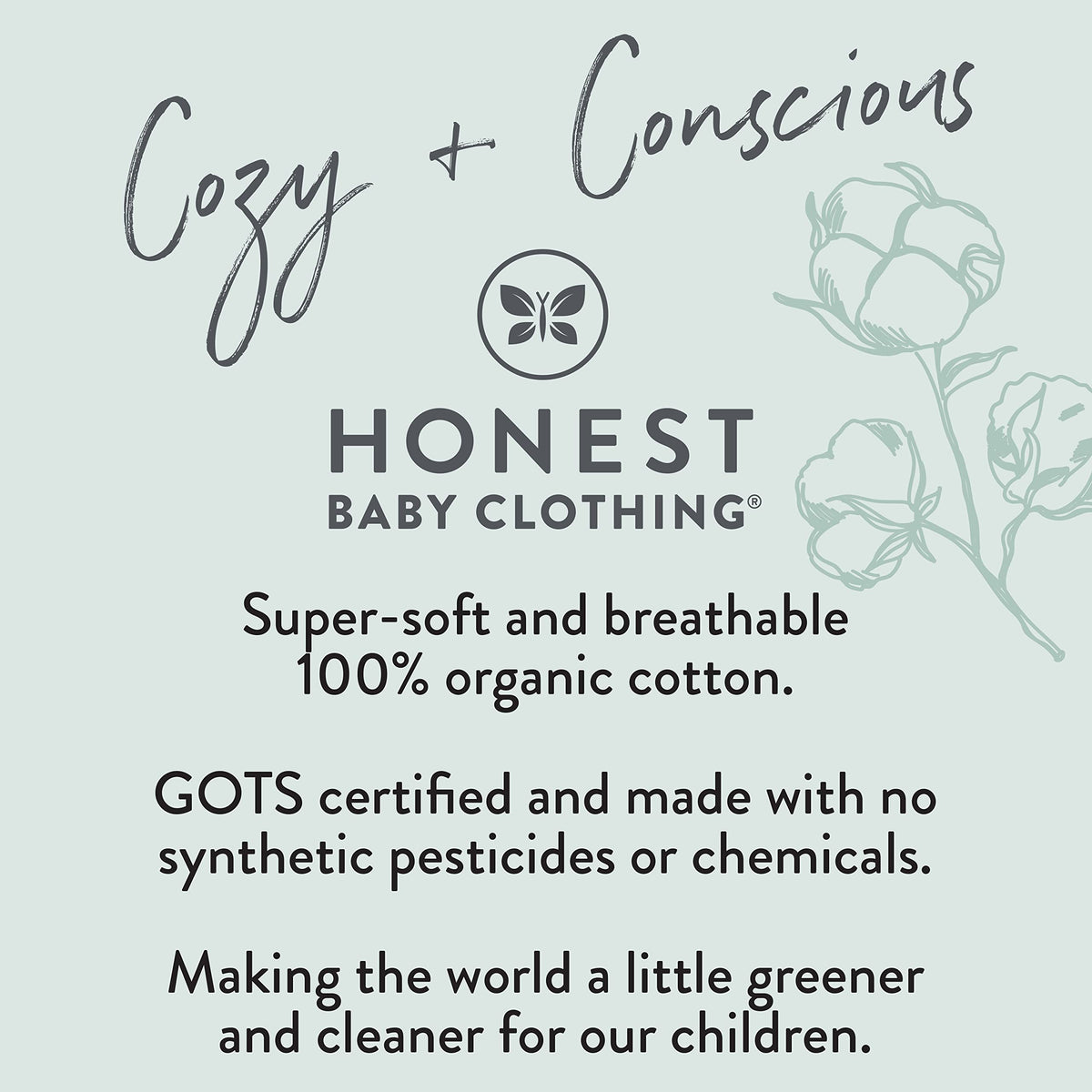 HonestBaby Girls Organic Cotton 3-Piece Set, Jumbo Floral Lilac, 18M