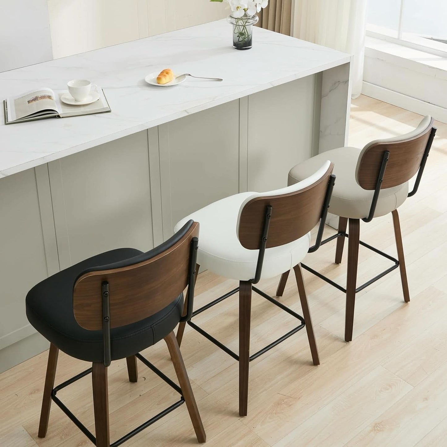 Swivel Bar Stools Set Of 4 26 Inch Counter Height Black