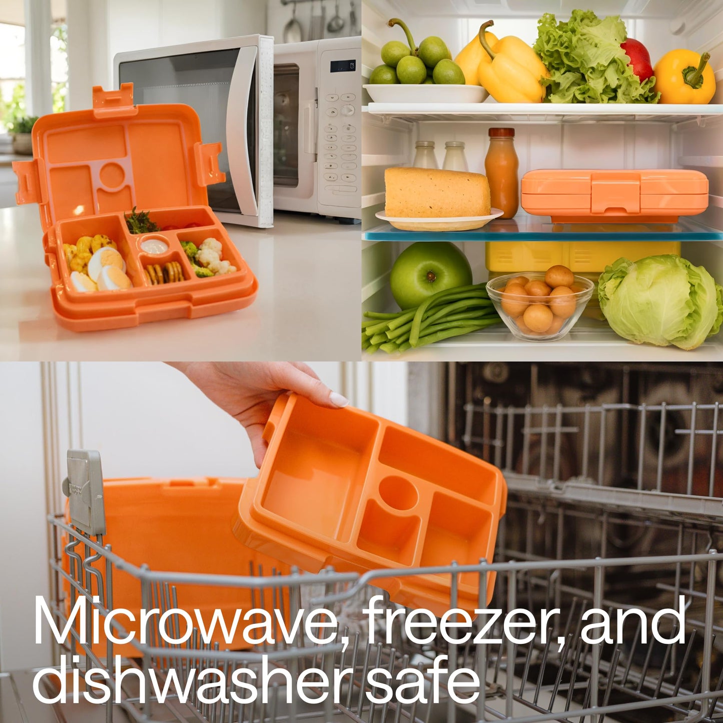 WONDER FAMILY Bento Box 5 Leakproof Containers Insulated Lunch Box Orange