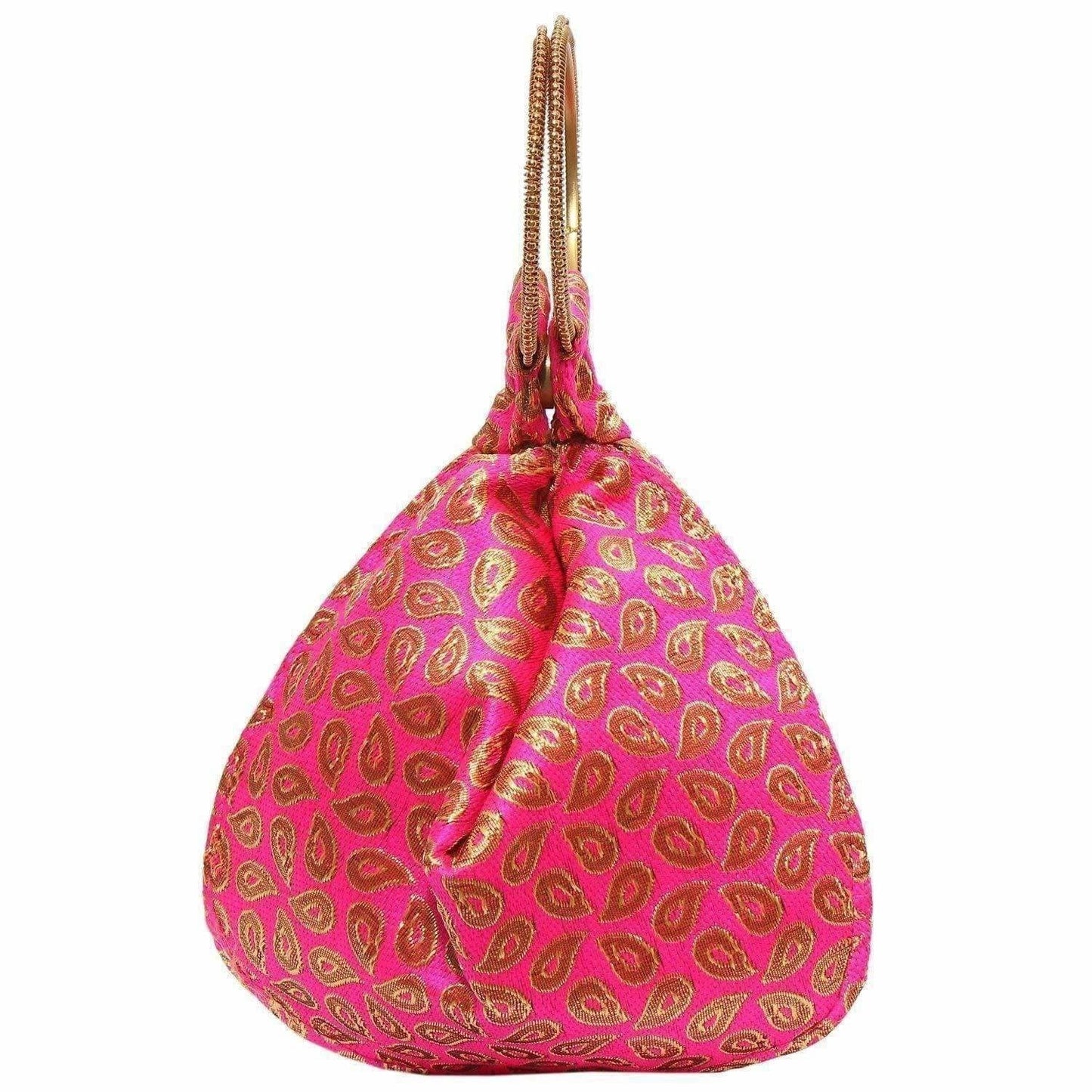 Ethnic Clutch Silk Potli Batwa Pouch Bag with Metal Bead work
