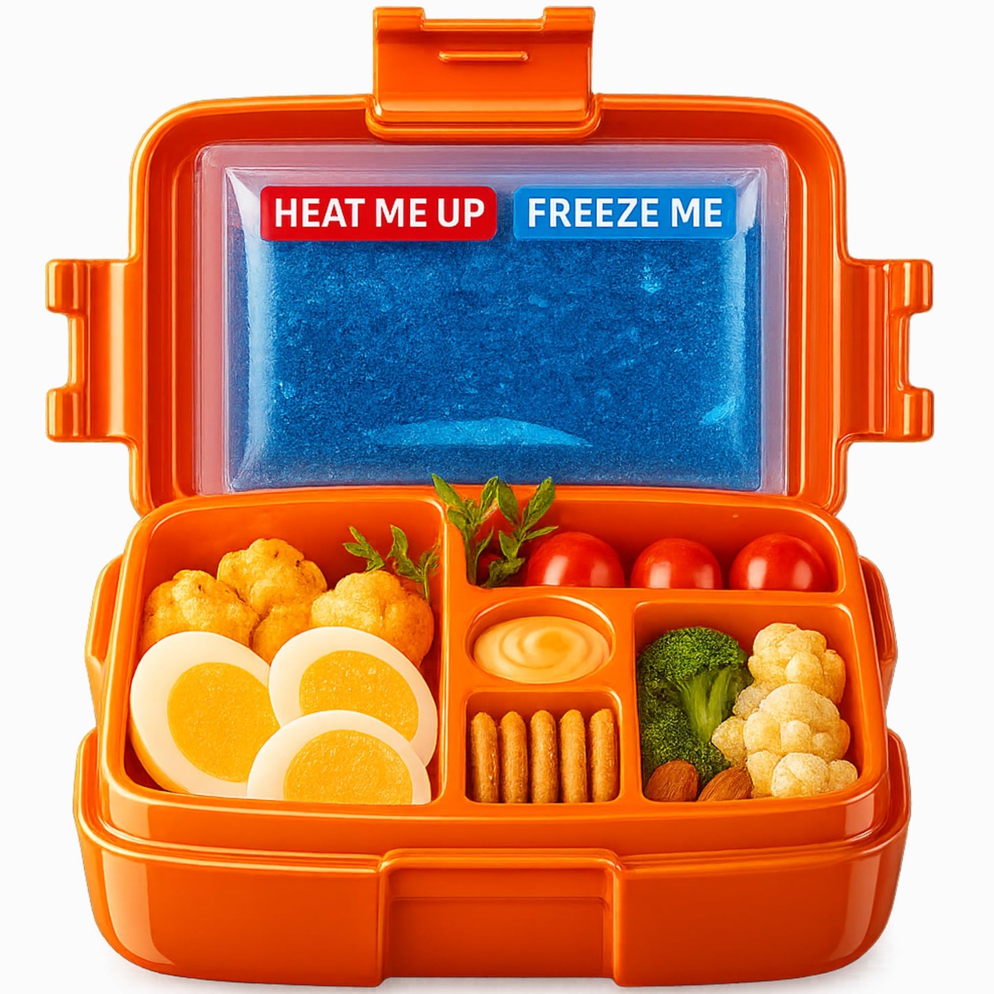 WONDER FAMILY Bento Box 5 Leakproof Containers Insulated Lunch Box Orange