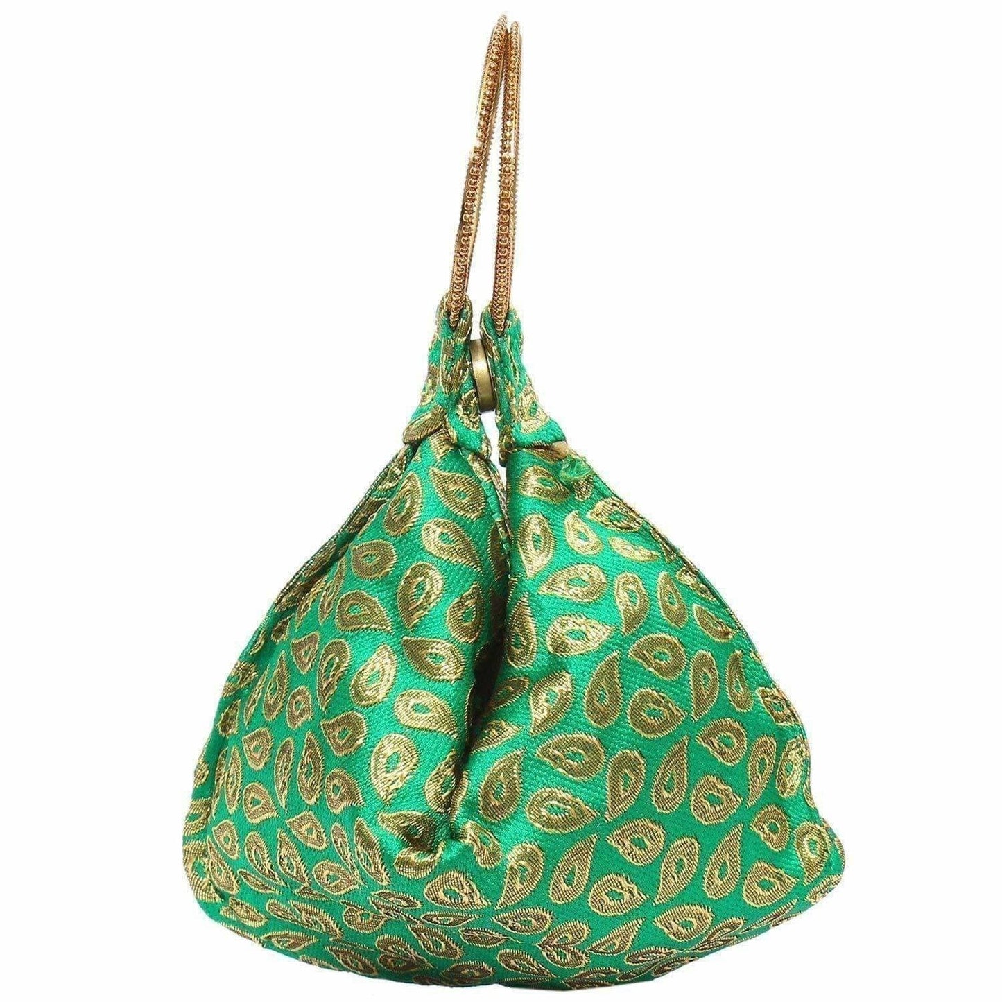 Ethnic Clutch Silk Potli Batwa Pouch Bag with Metal Bead work