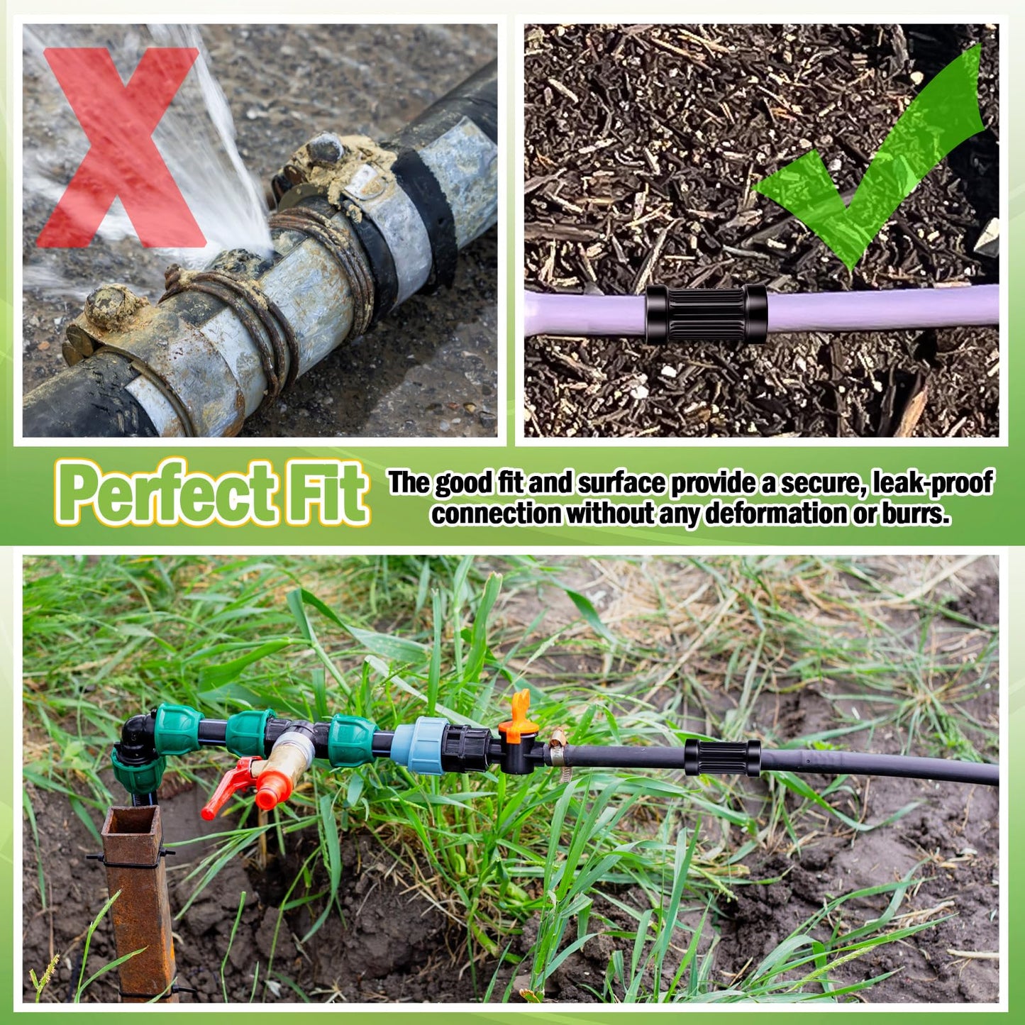 Pangda 25 Pack 1/2" PVC Compression Coupling Drip Irrigation Black