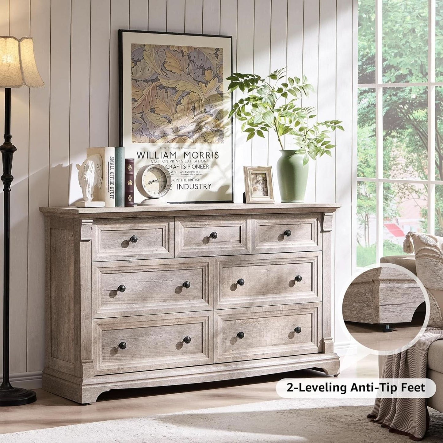 Dresser Cabinet FiftyFourInch Wide Distressed Oak Finish