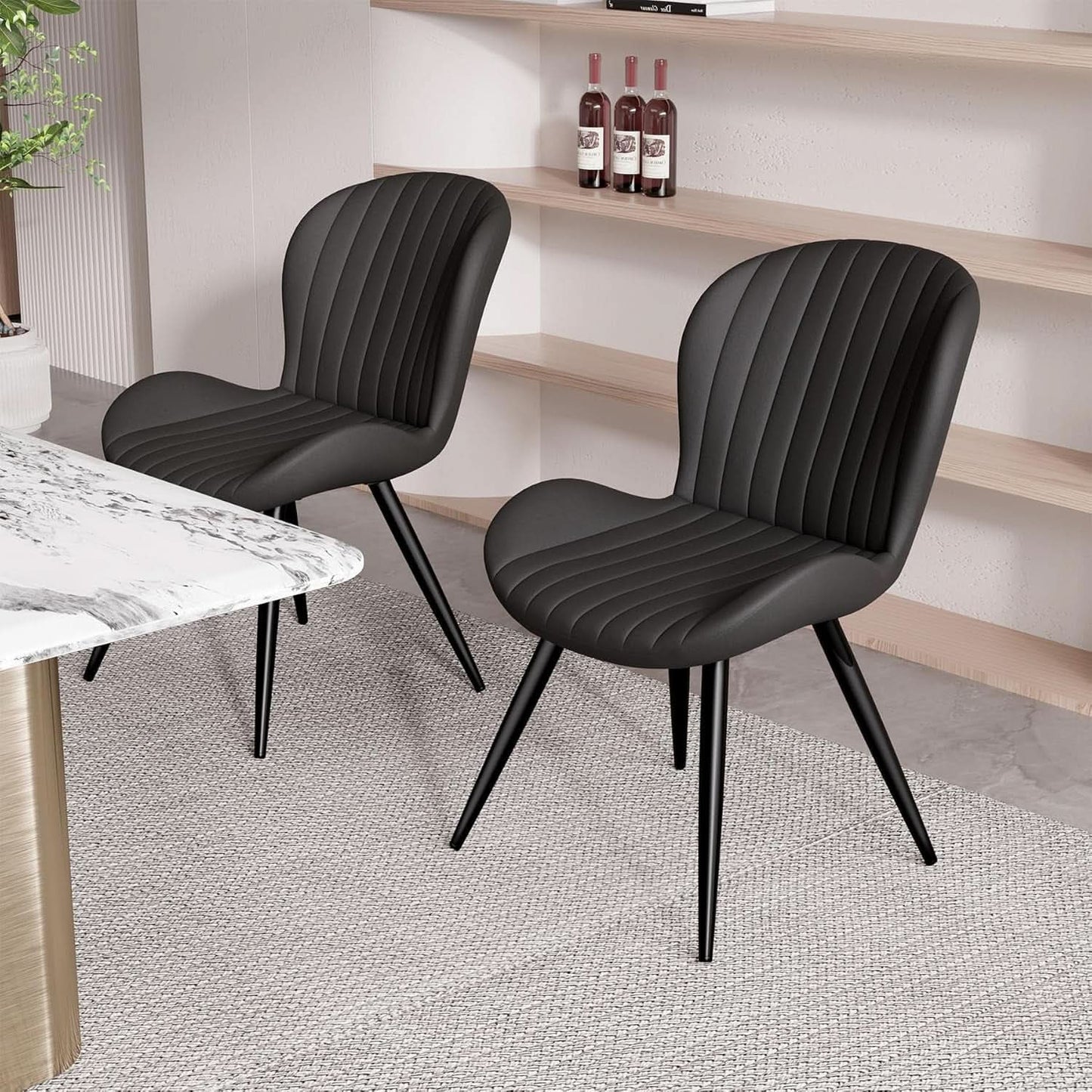 Dining Chairs Set Of 6 Modern Upholstered Black 19 Inch