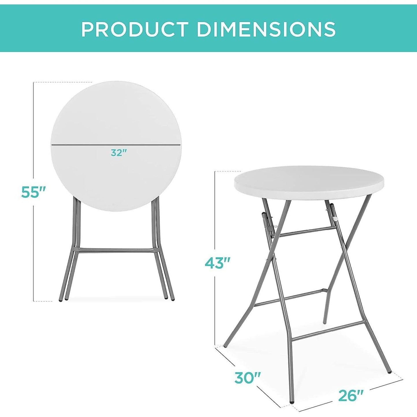 Bar Height Folding Table Indoor Outdoor Patio Table
