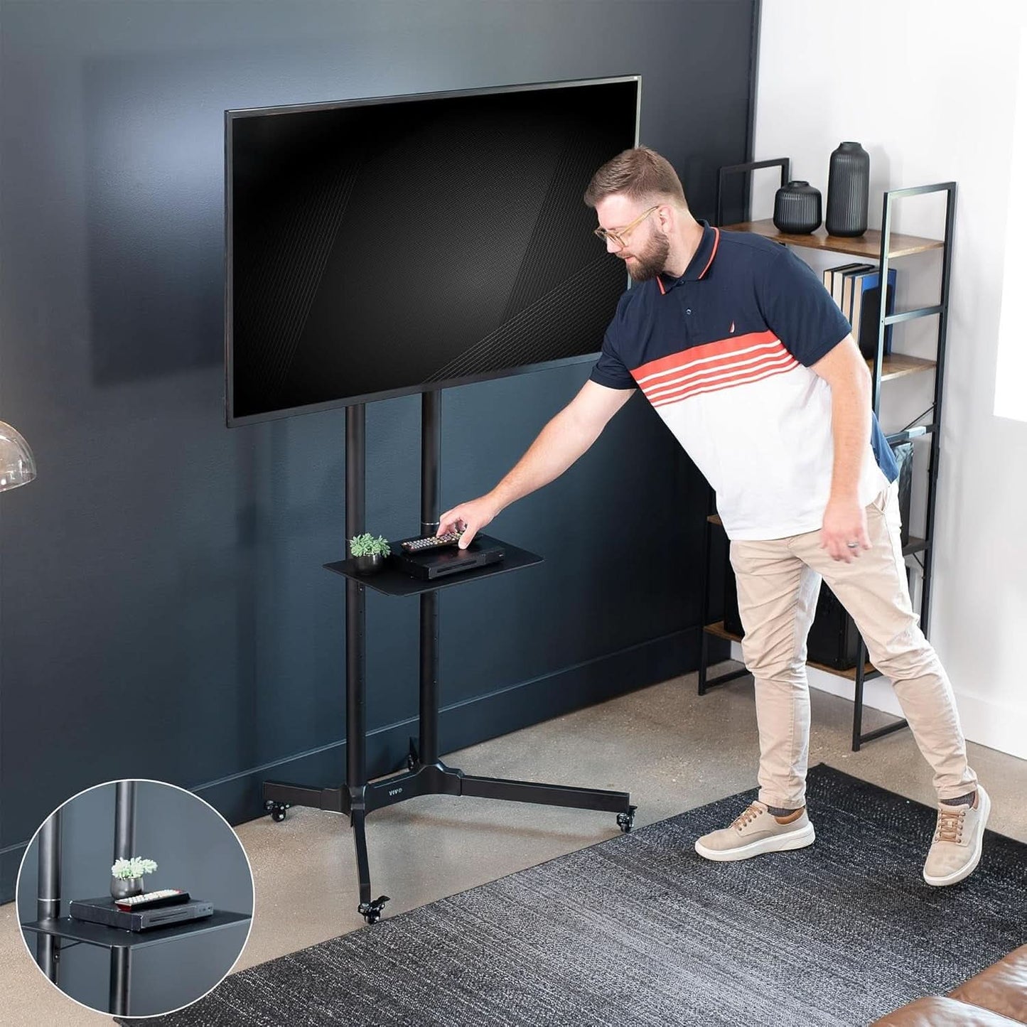 Mobile TV Cart 32 to 83 Inch Adjustable Height Tilt