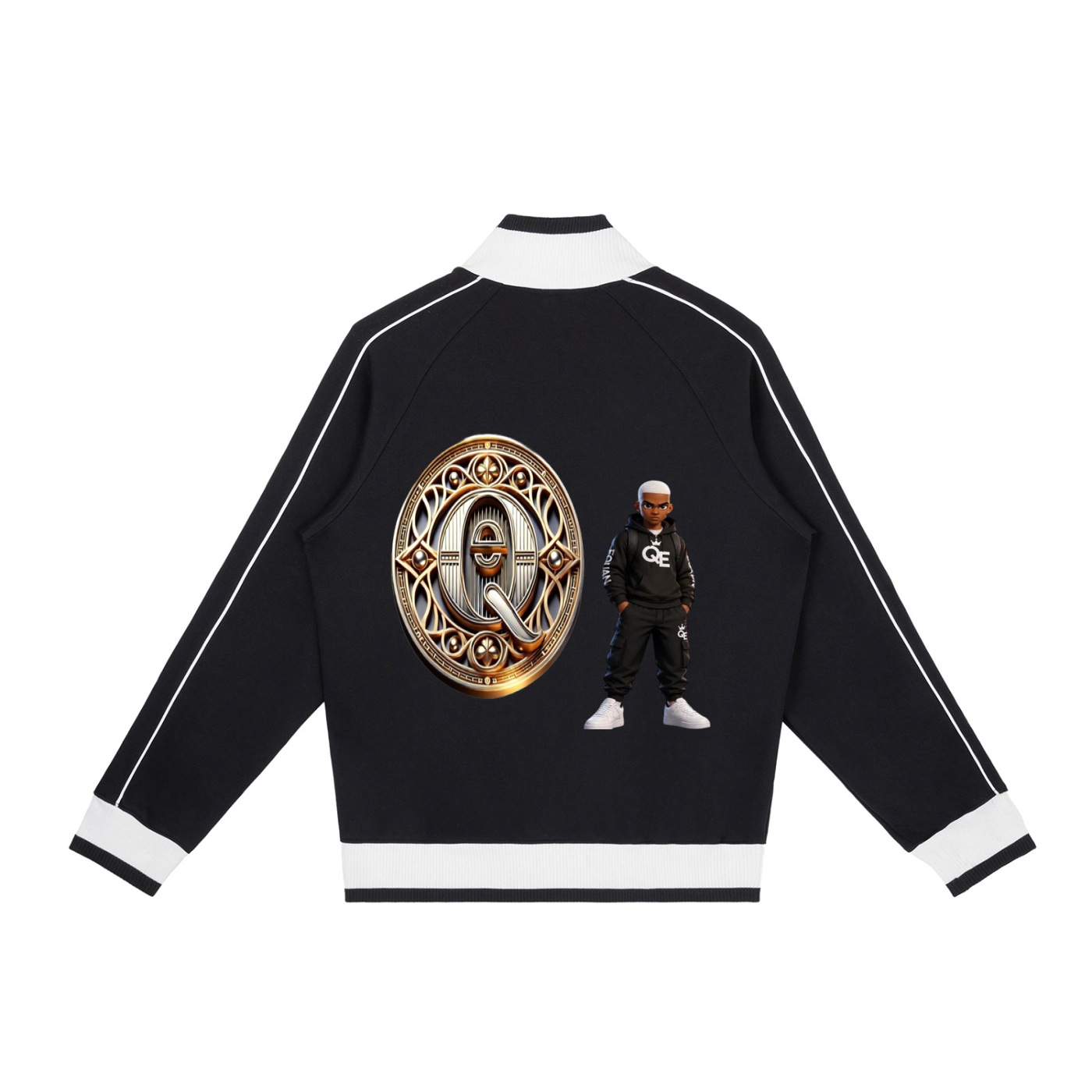 QE Patches Color Block Raglan Sleeve Zip Track Jacket