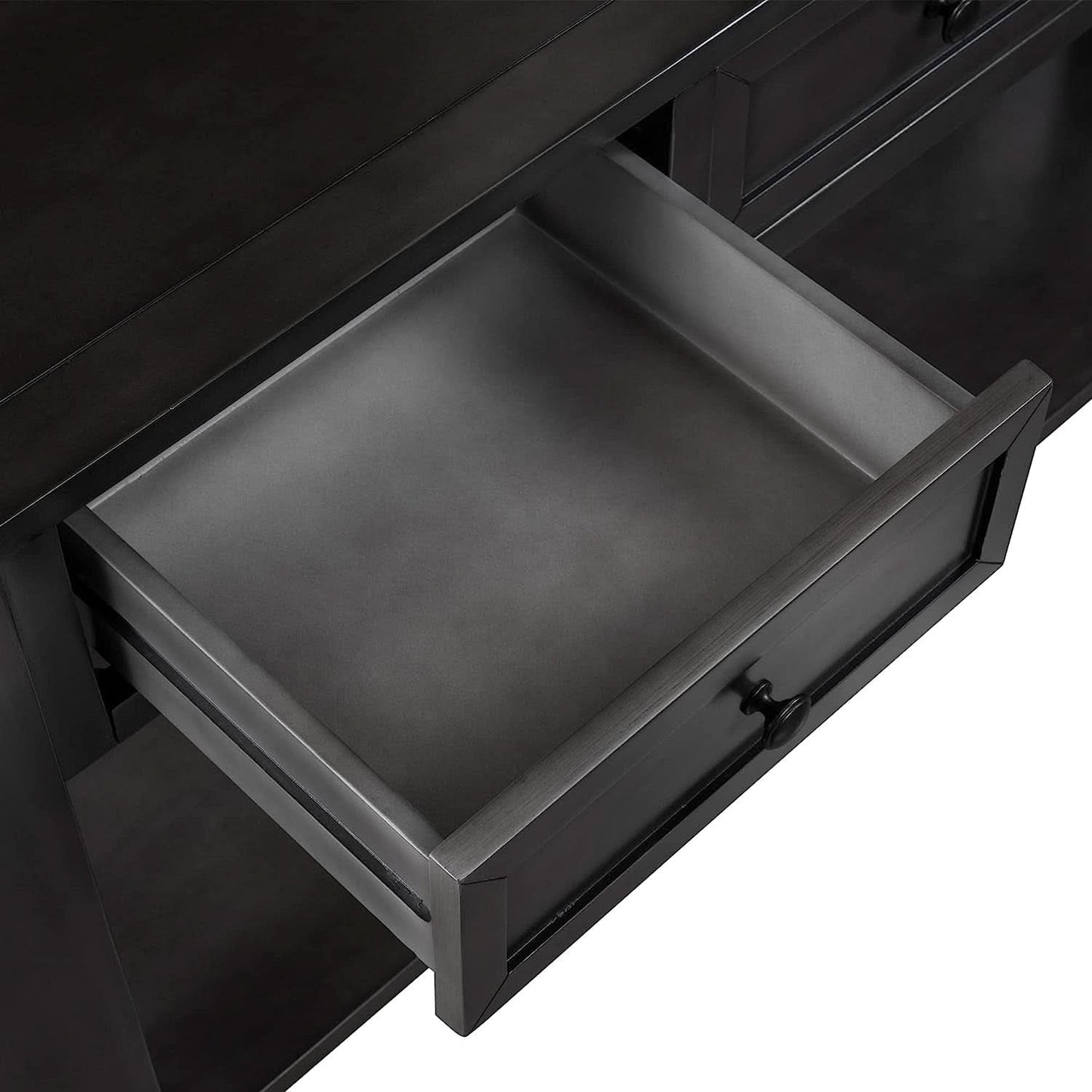 Black Console Table 55In Wide With 3 Drawers And Shelf