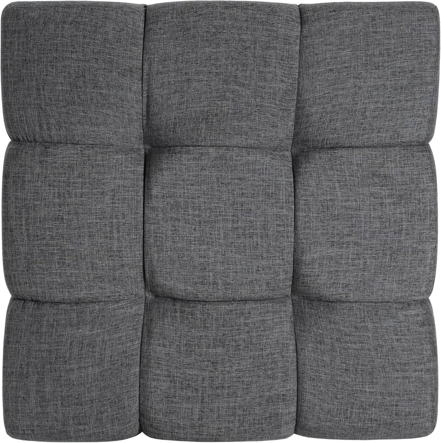 Modern Gray Fabric Ottoman With Walnut Finish WoodFrame