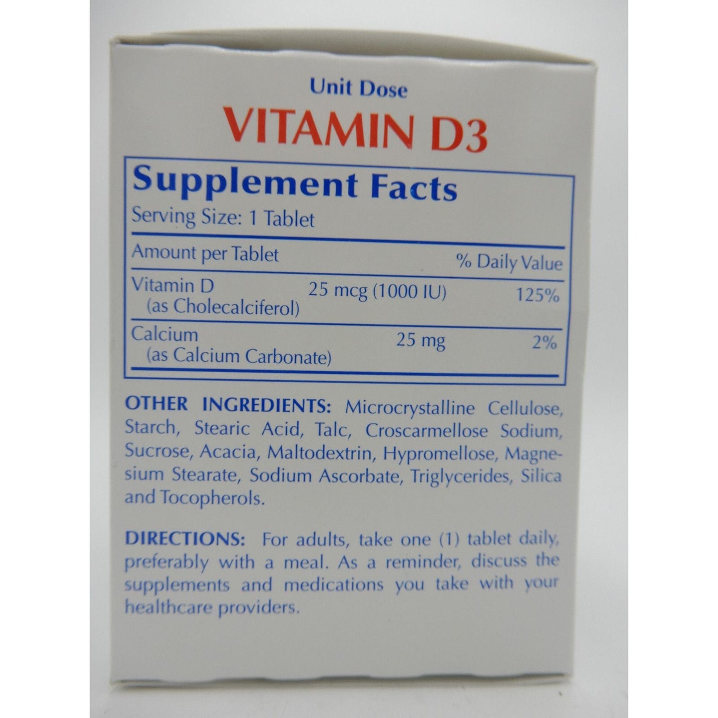 Major Vitamin D3 25 Mcg (1000 IU), 100 Unit Dose Tablets 820555033007VL