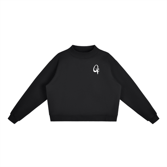 QE Essential Fleece Mock-Neck Crew Sweatshirt