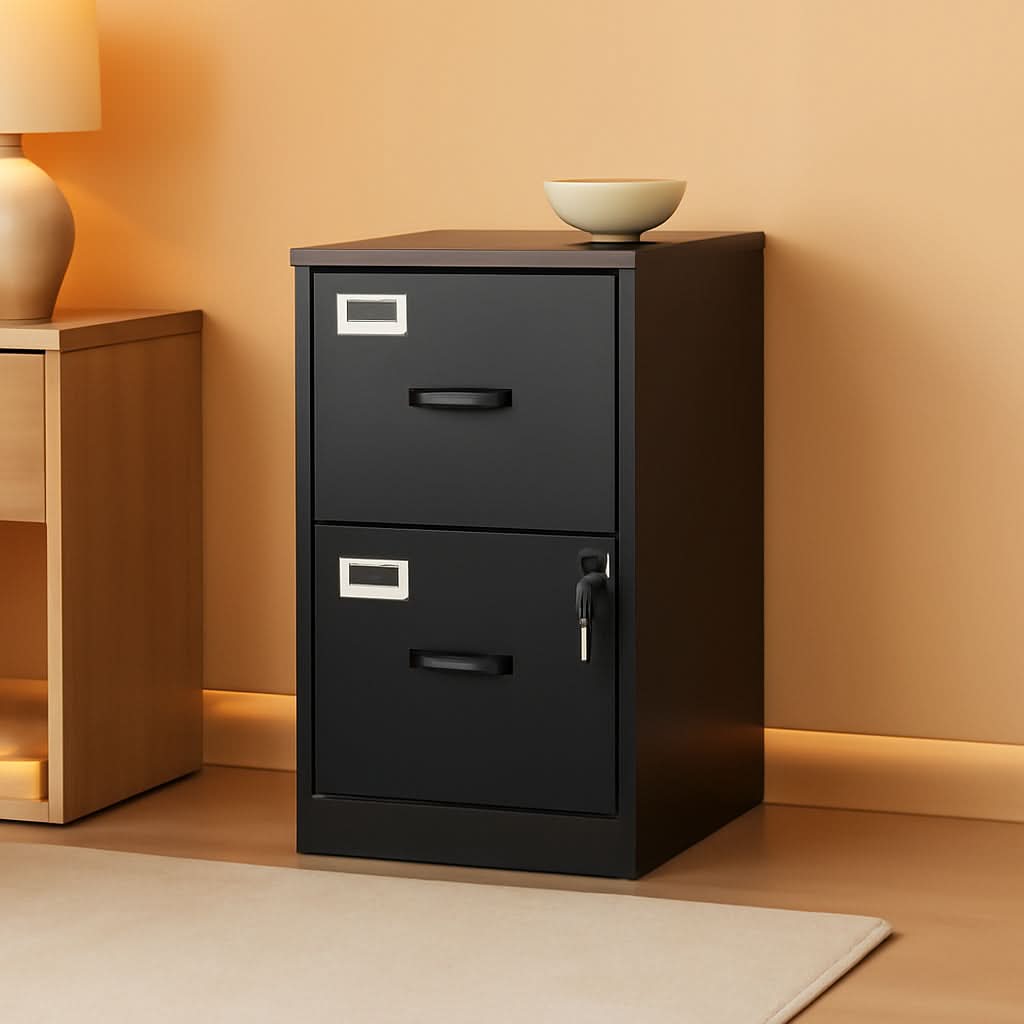 2 Drawer Locking Vertical File Cabinet For Letter Size Files Steel Office Storage