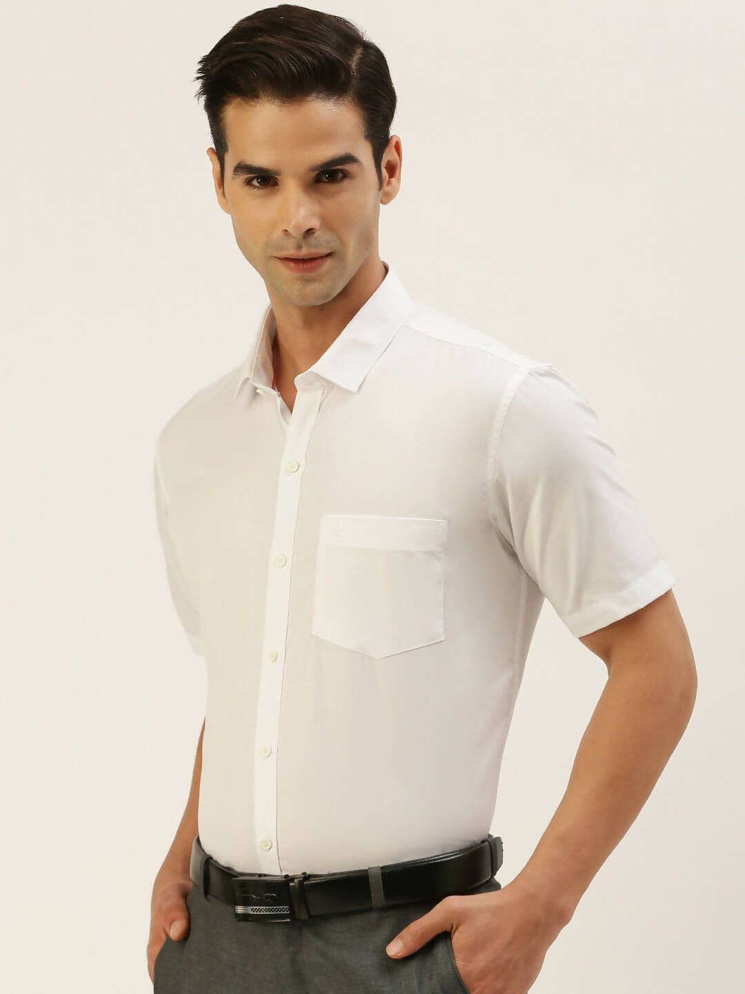 Ramraj Cotton Mens Half Sleeve Formal 100% Cotton White Shirt