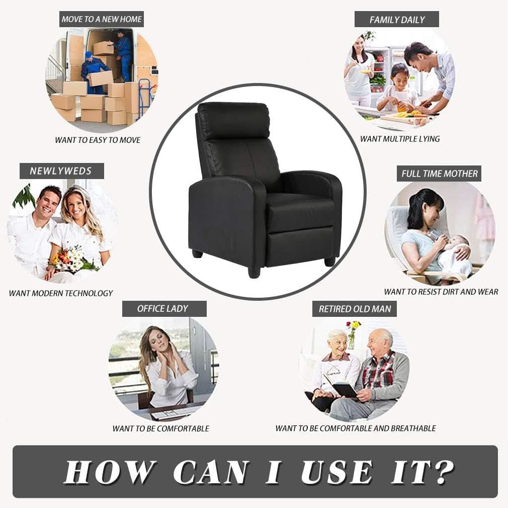 Modern Recliner Sofa With Easy Recline For Living Room