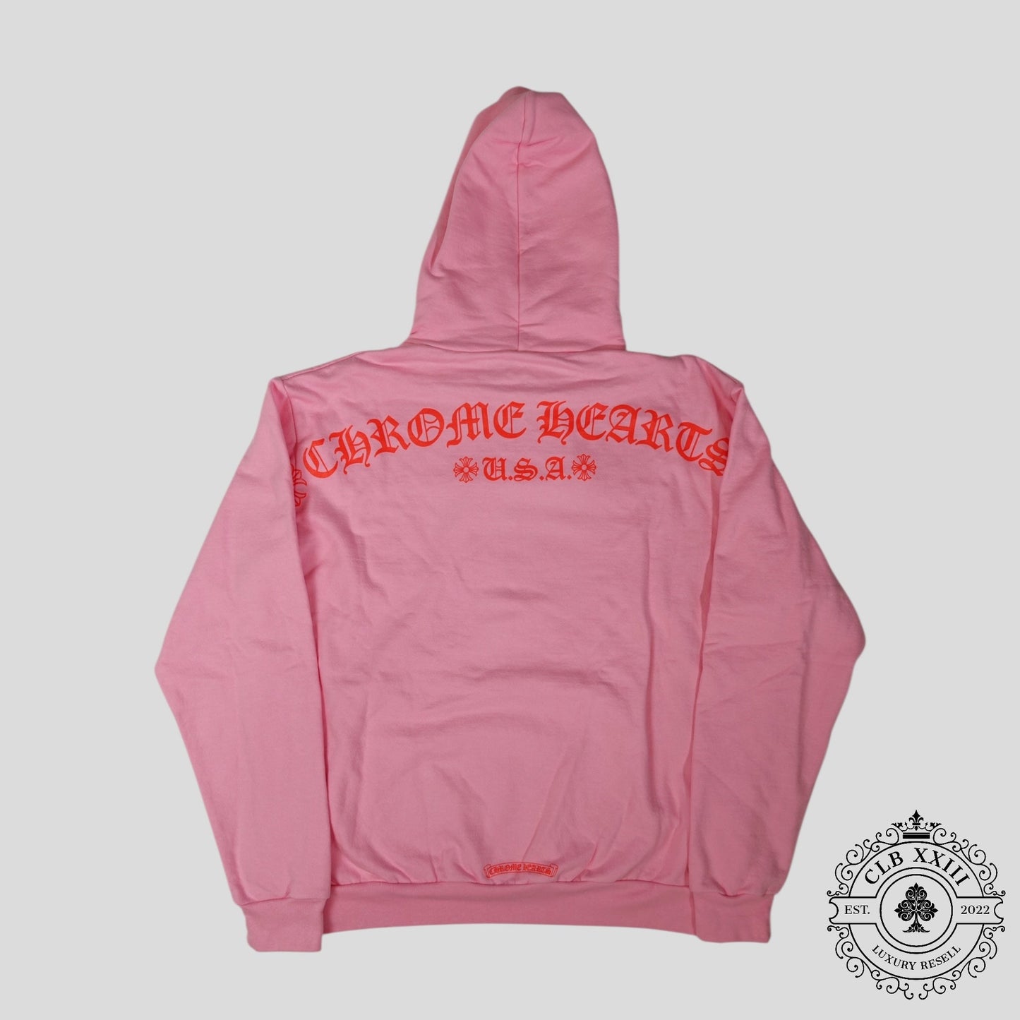 Chrome Hearts T Bar Logo Hoodie in Pink / Red